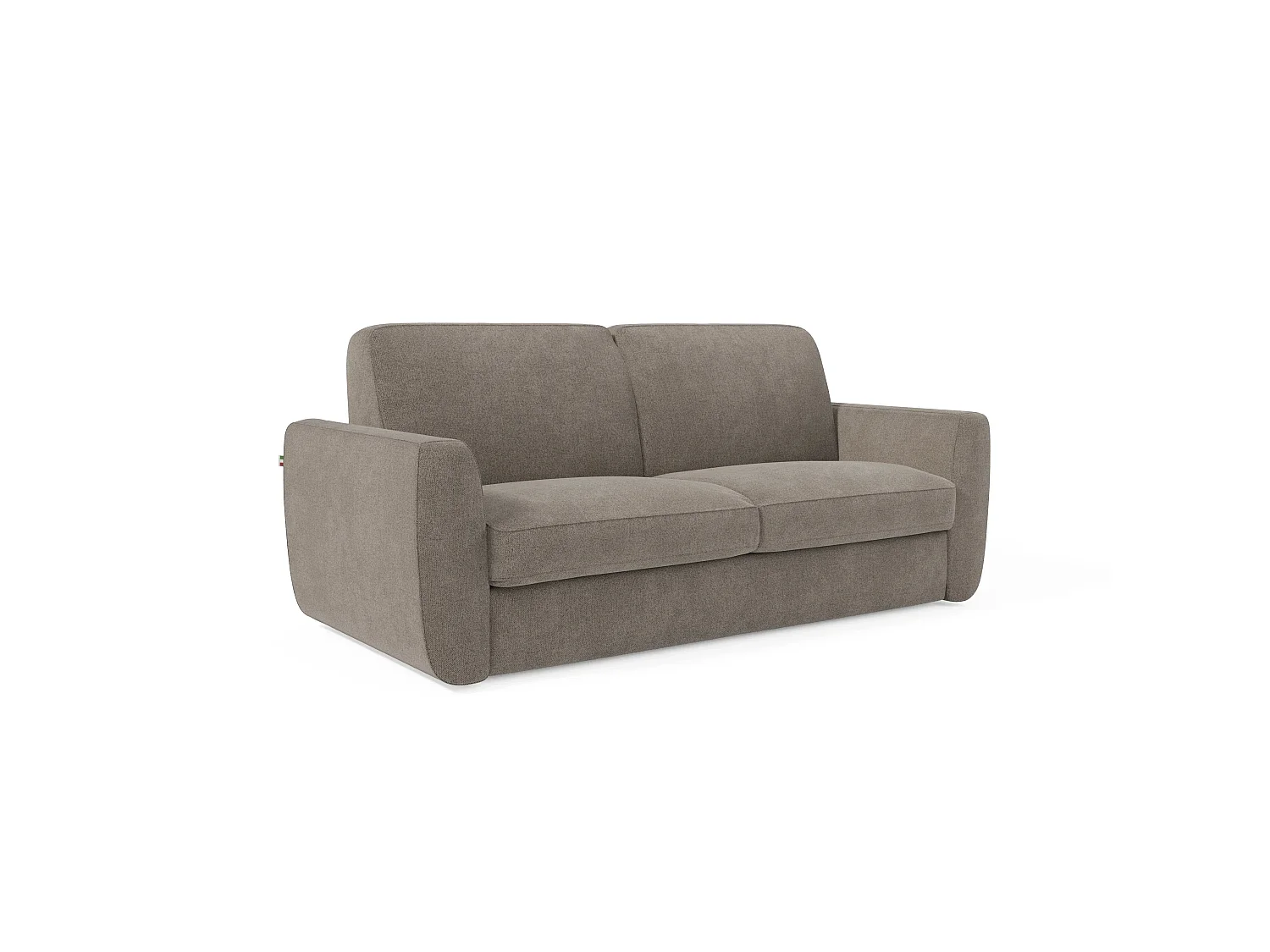 Leonida Abziehbares Schlafsofa mit Matratze H18 cm und Kissenfach aus abwaschbarem Stoff 222 cm Graubeige