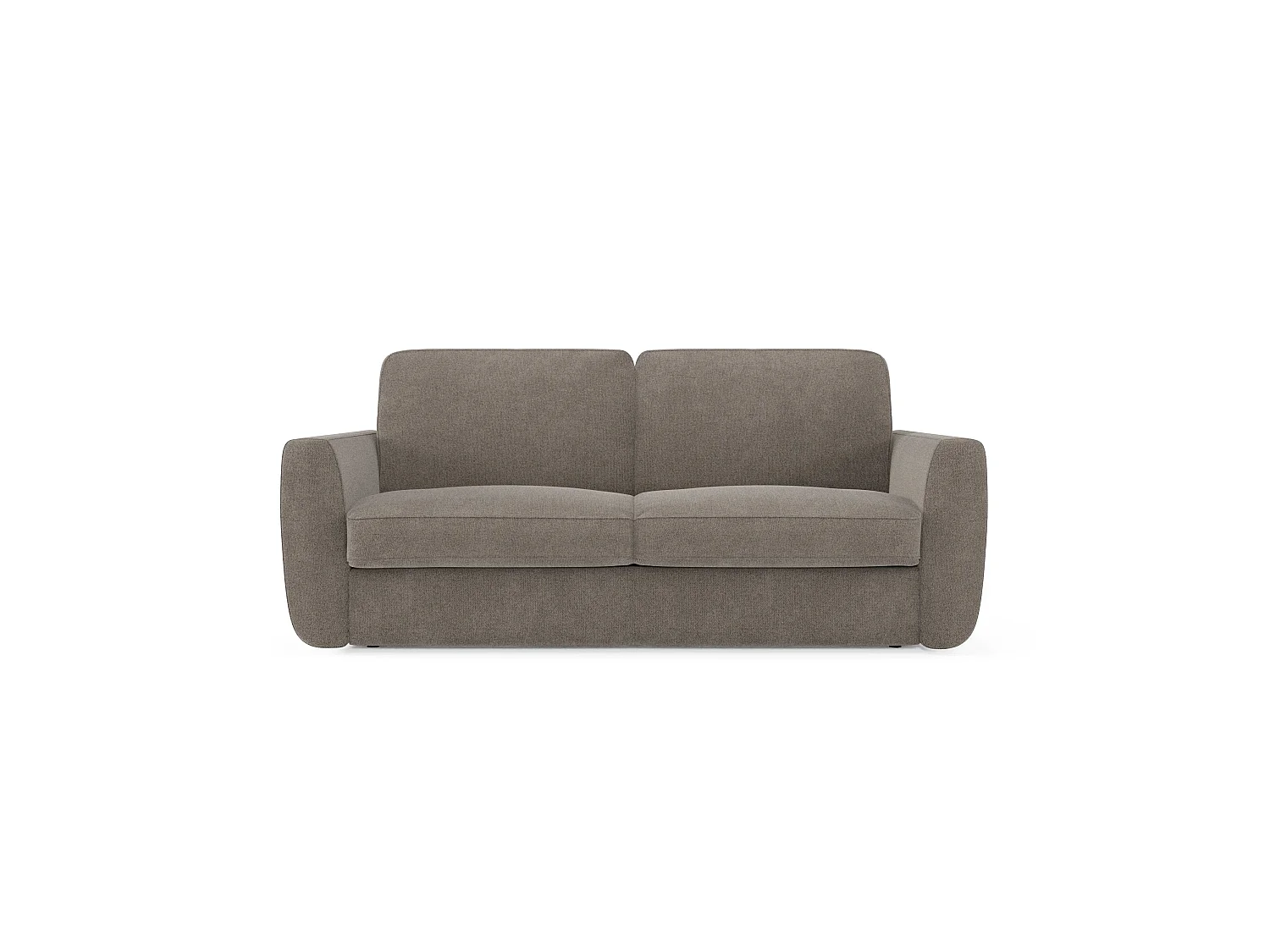 Leonida Abziehbares Schlafsofa mit Matratze H18 cm und Kissenfach aus abwaschbarem Stoff 222 cm Graubeige