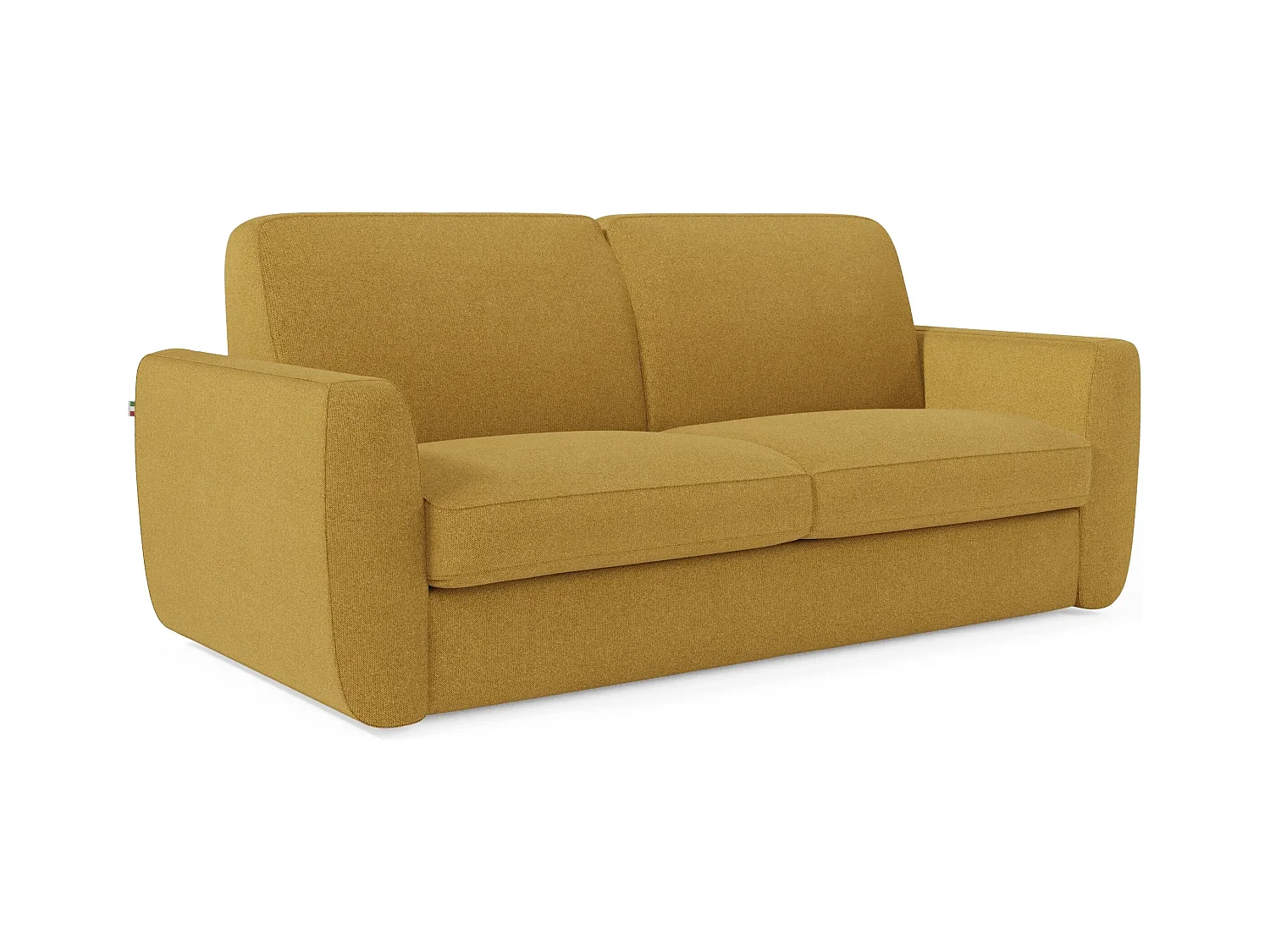 Leonida Canapé convertible déhoussable et matelas H18 cm - coffre à oreiller détachable 222 cm jaune