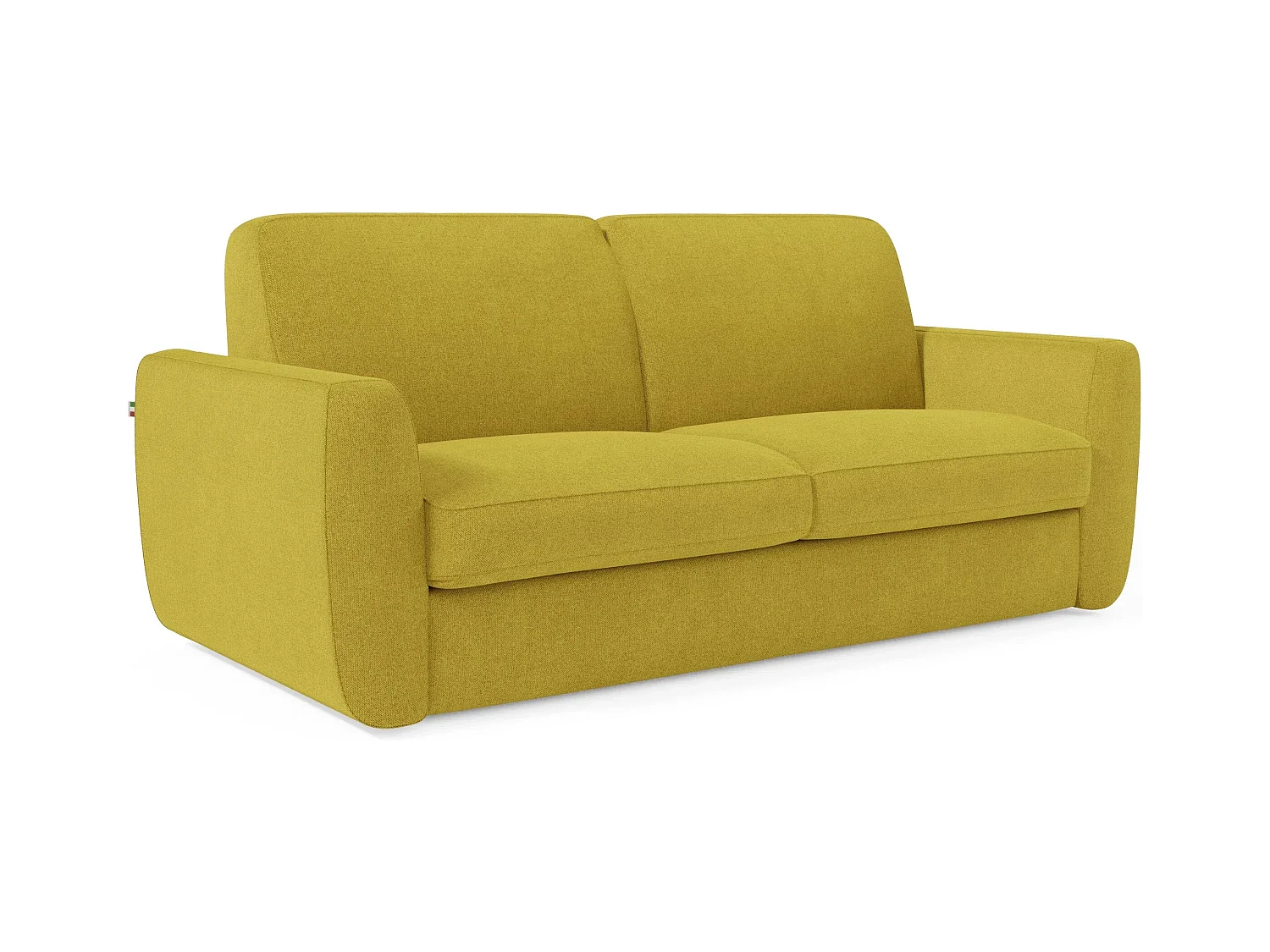 Leonida Canapé convertible déhoussable et matelas H18 cm - coffre à oreiller détachable 202 cm jaune