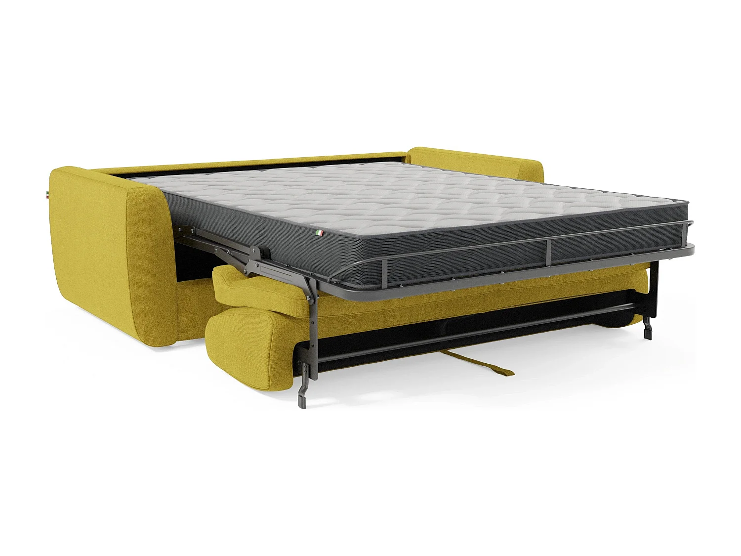 Leonida Divano letto sfoderabile e materasso H18 cm - vano portaguanciali in tessuto Smacchiabile T23 202 cm giallo sole