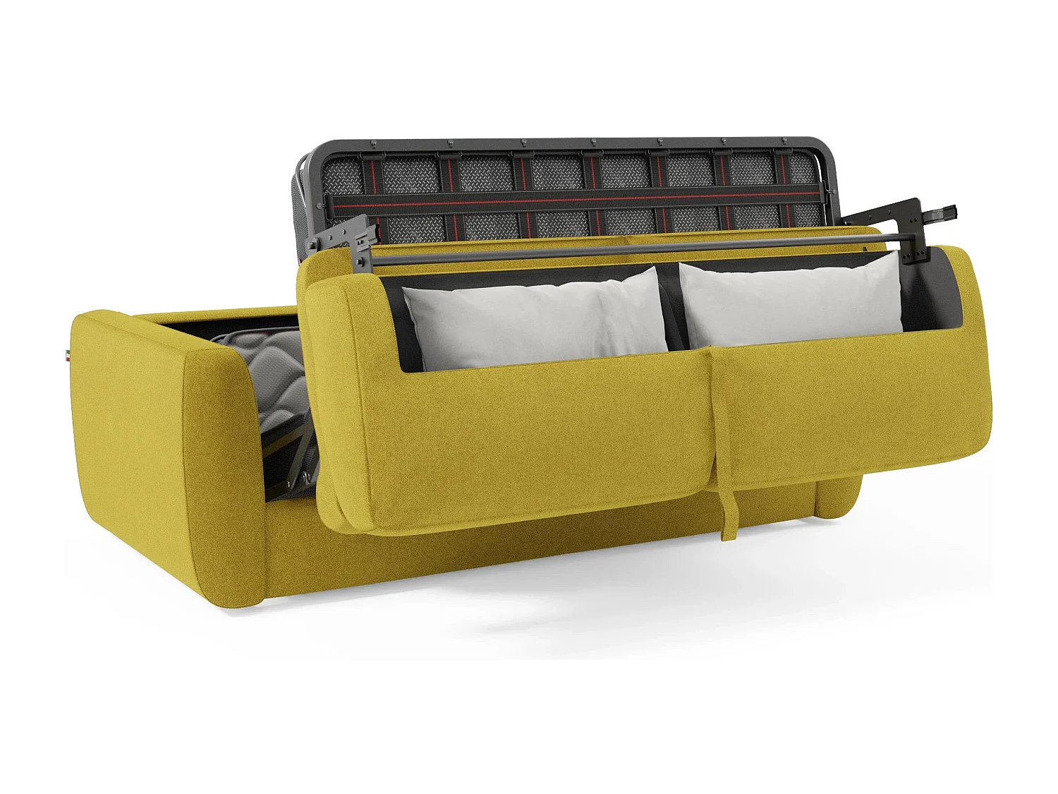 Leonida Divano letto sfoderabile e materasso H18 cm - vano portaguanciali in tessuto Smacchiabile T23 202 cm giallo sole