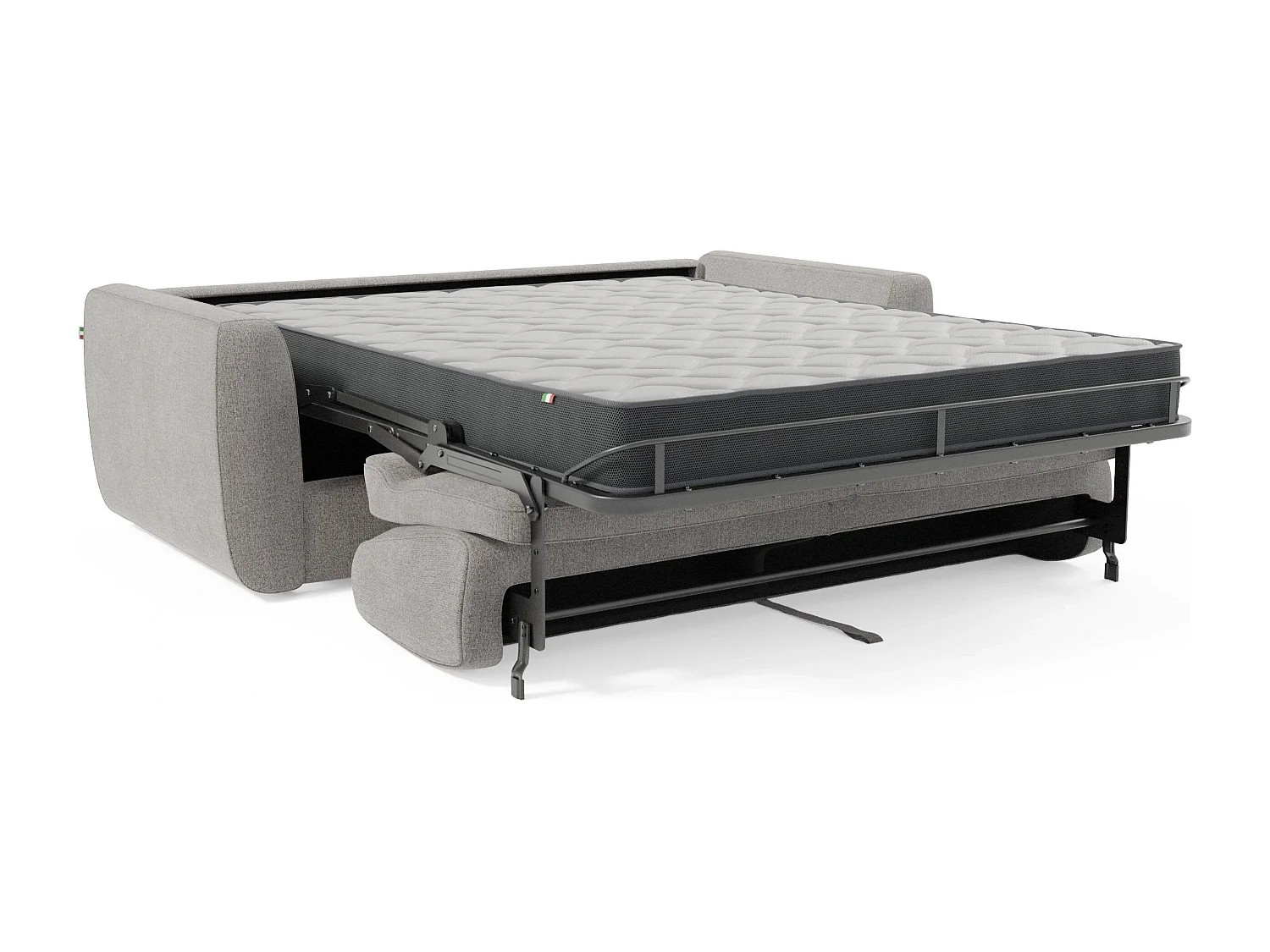 Leonida Canapé convertible déhoussable et matelas H18 cm - coffre à oreiller détachable 202 cm gris