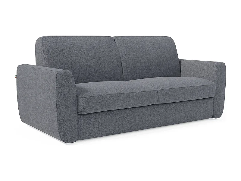 Leonida Canapé convertible déhoussable et matelas H18 cm - coffre à oreiller détachable 222 cm bleu