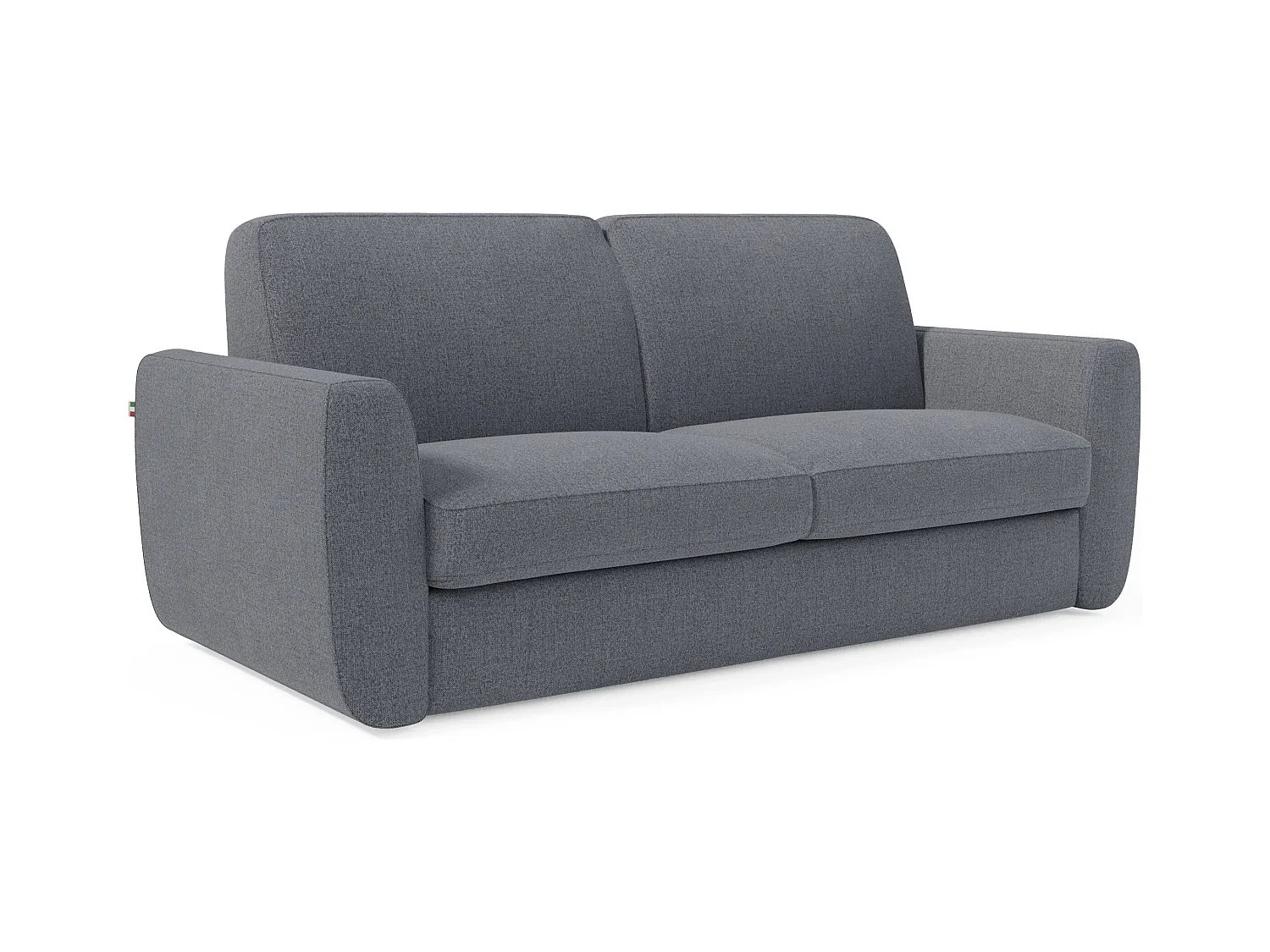 Leonida Canapé convertible déhoussable et matelas H18 cm - coffre à oreiller détachable 222 cm bleu