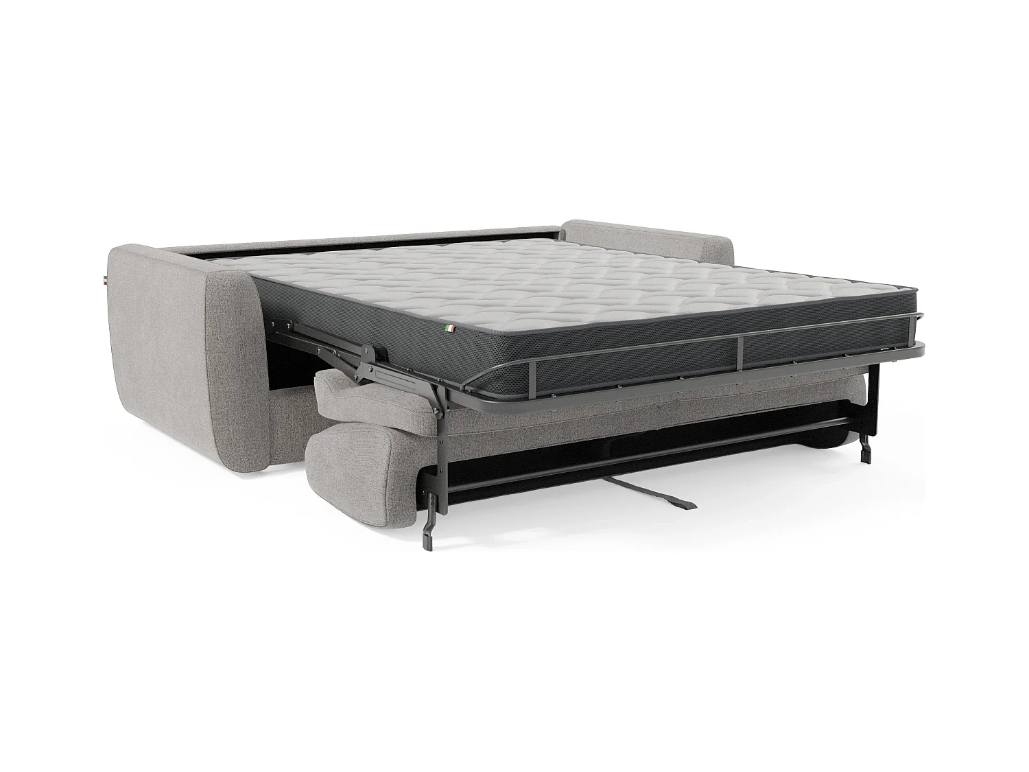 Leonida Canapé convertible déhoussable et matelas H18 cm - coffre à oreiller détachable 222 cm gris