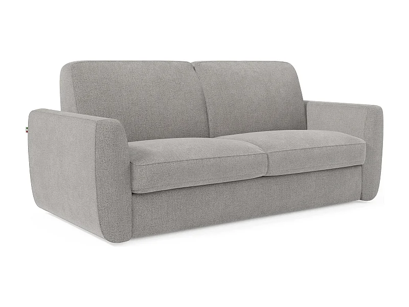 Leonida Canapé convertible déhoussable et matelas H18 cm - coffre à oreiller détachable 222 cm gris