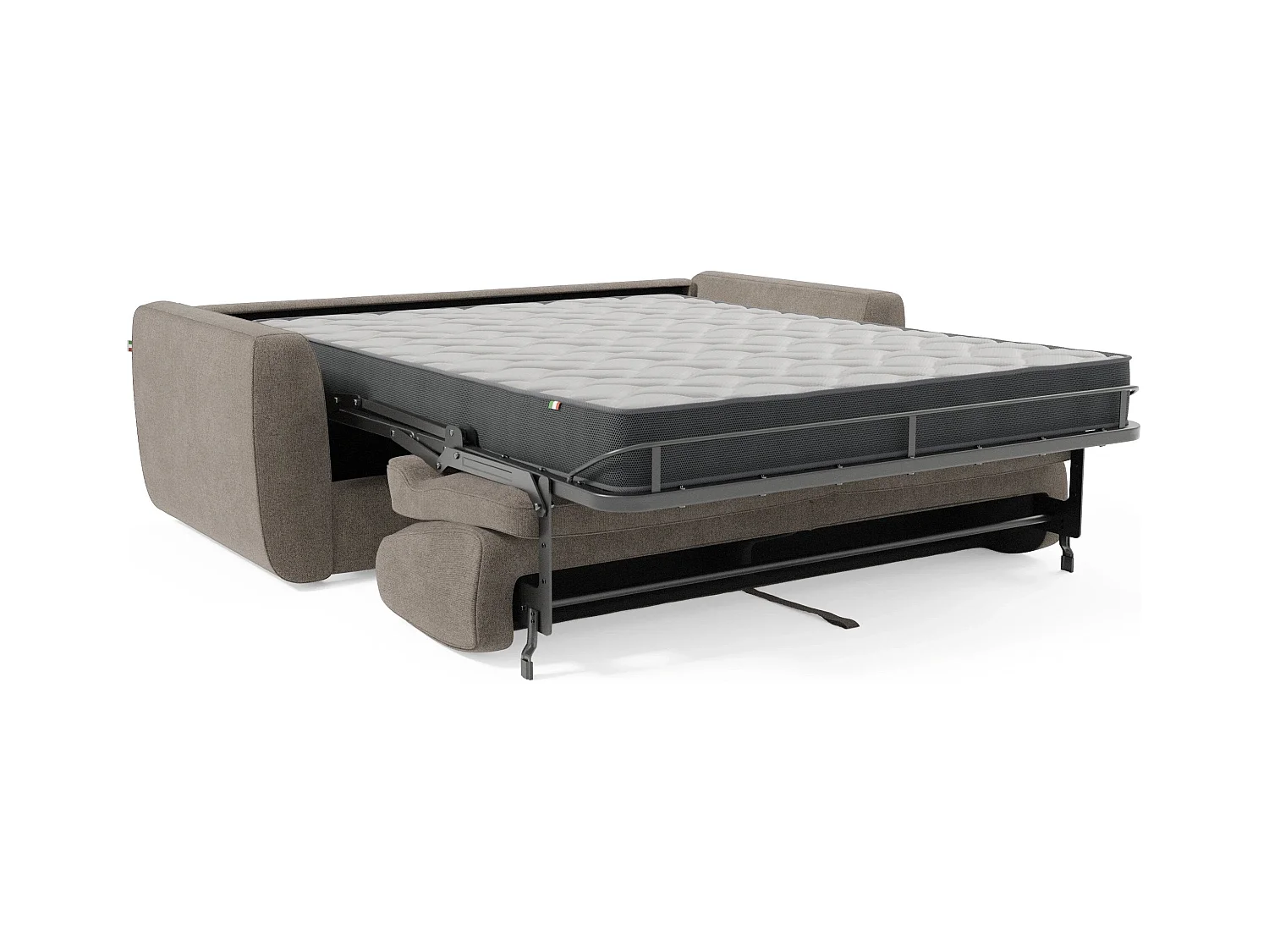 Leonida Canapé convertible déhoussable et matelas H18 cm - coffre à oreiller détachable 202 cm taupe