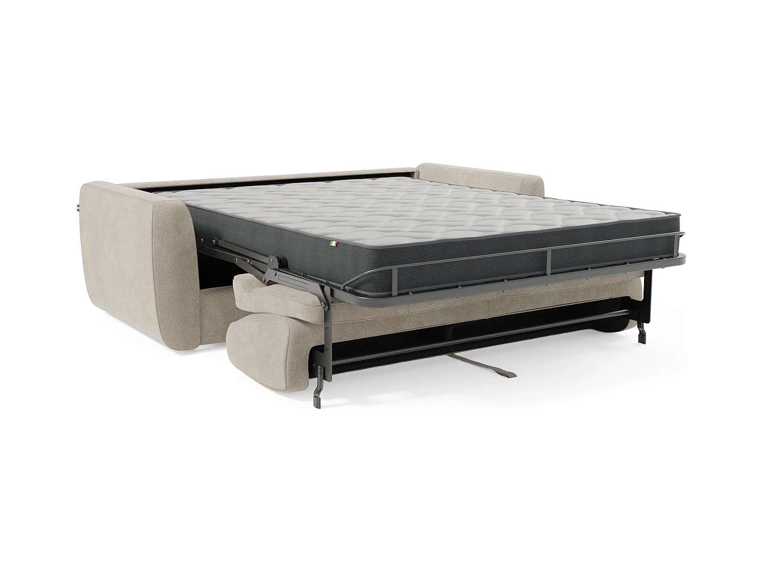 Leonida Canapé convertible déhoussable et matelas H18 cm - coffre à oreiller détachable 202 cm blanc