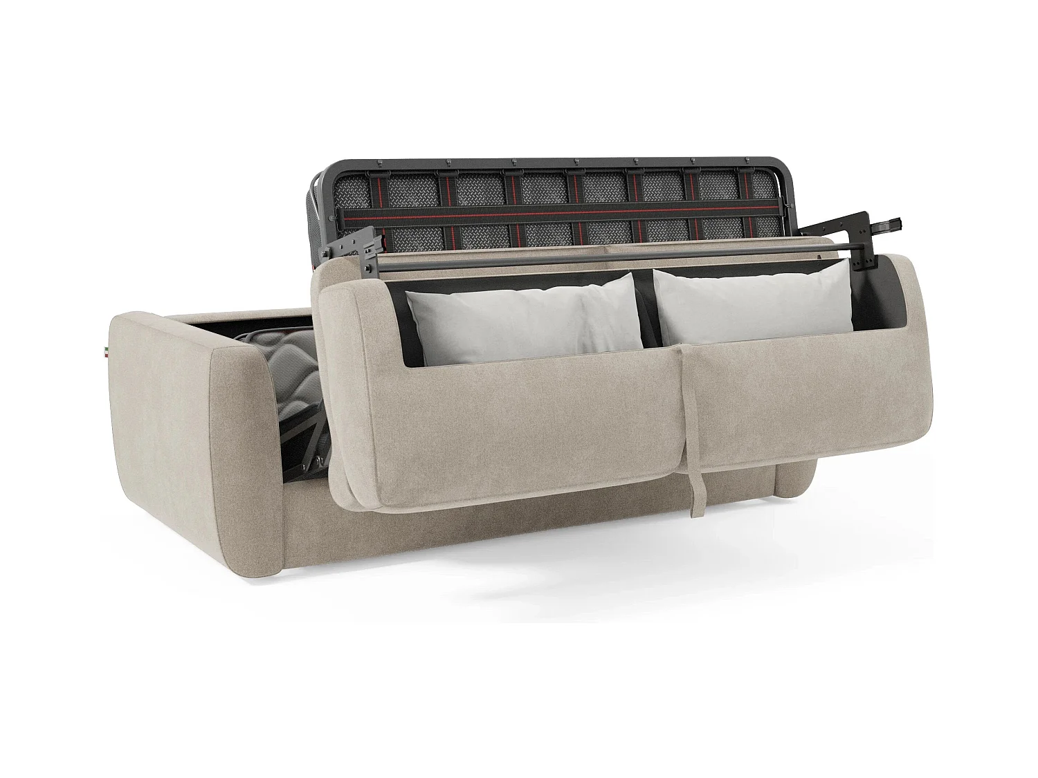 Leonida Canapé convertible déhoussable et matelas H18 cm - coffre à oreiller détachable 202 cm blanc