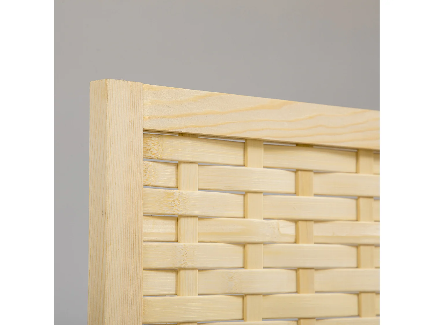 Paravento separé interno 4 ante legno e bambù pieghevole 170cm