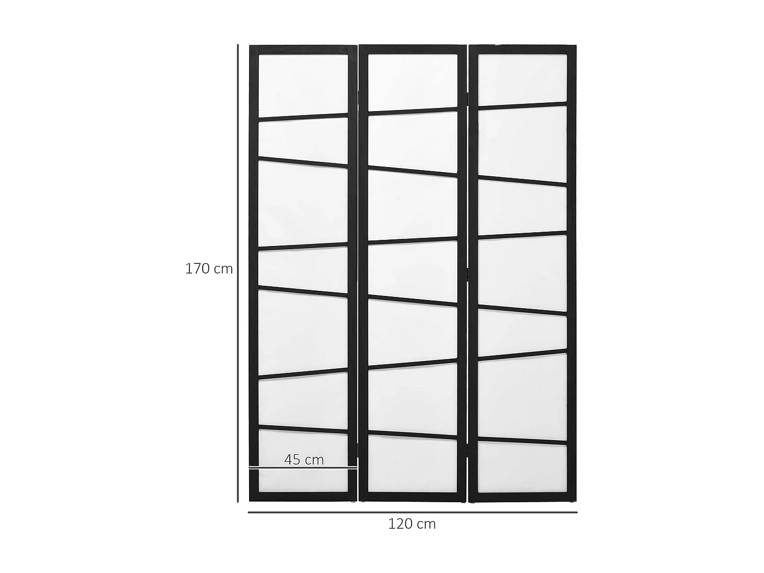 Separè pieghevole da 3 pannelli 120x170cm nero e bianco