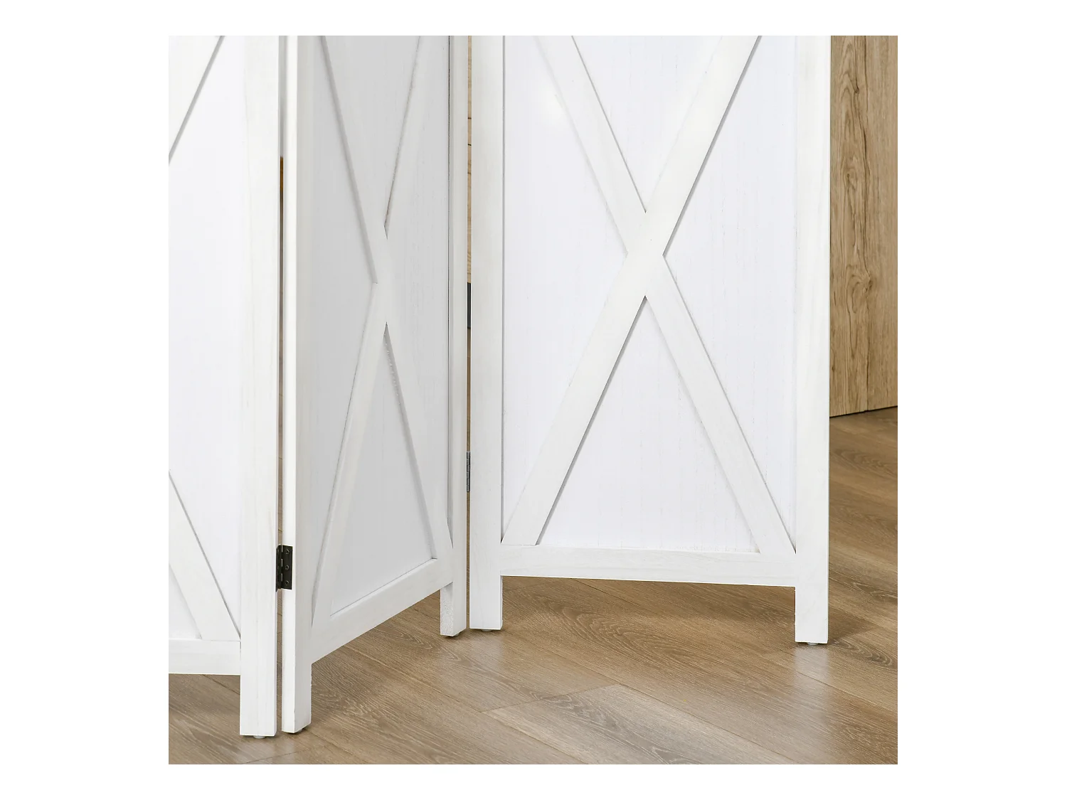 Paravento da interno a 4 ante stile country 182x170cm legno bianco