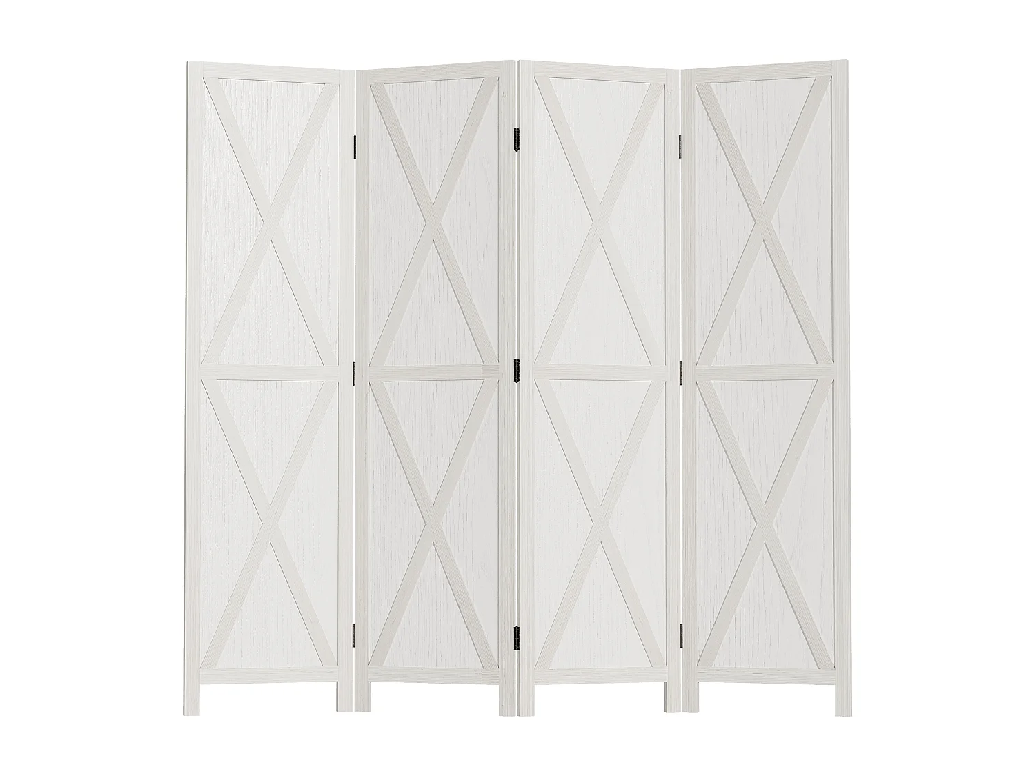 Paravento da interno a 4 ante stile country 182x170cm legno bianco