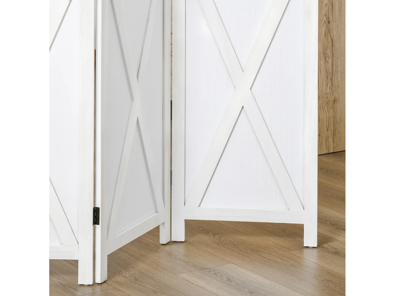 Paravento da interno a 4 ante stile country 182x170cm legno bianco