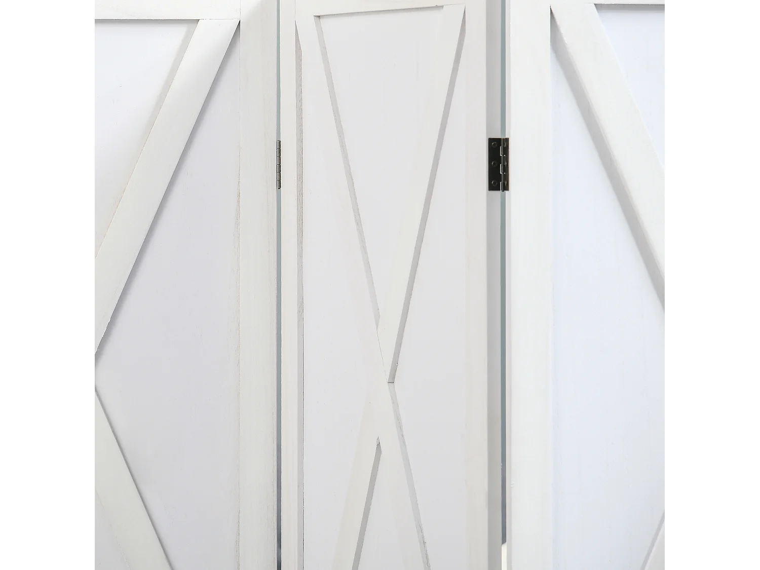 Paravento da interno a 4 ante stile country 182x170cm legno bianco