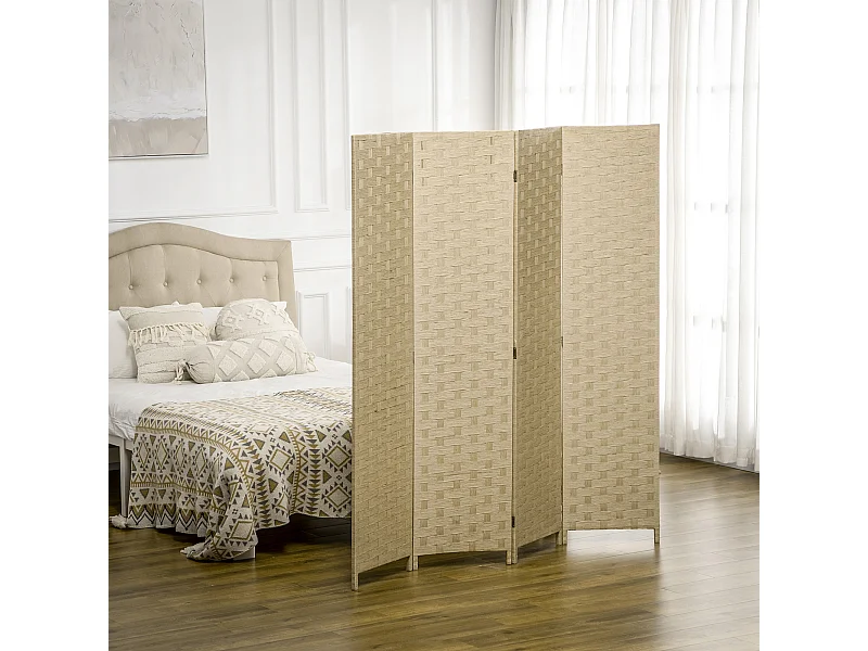 Paravento separé da interno 4 ante in legno pieghevole 170cm