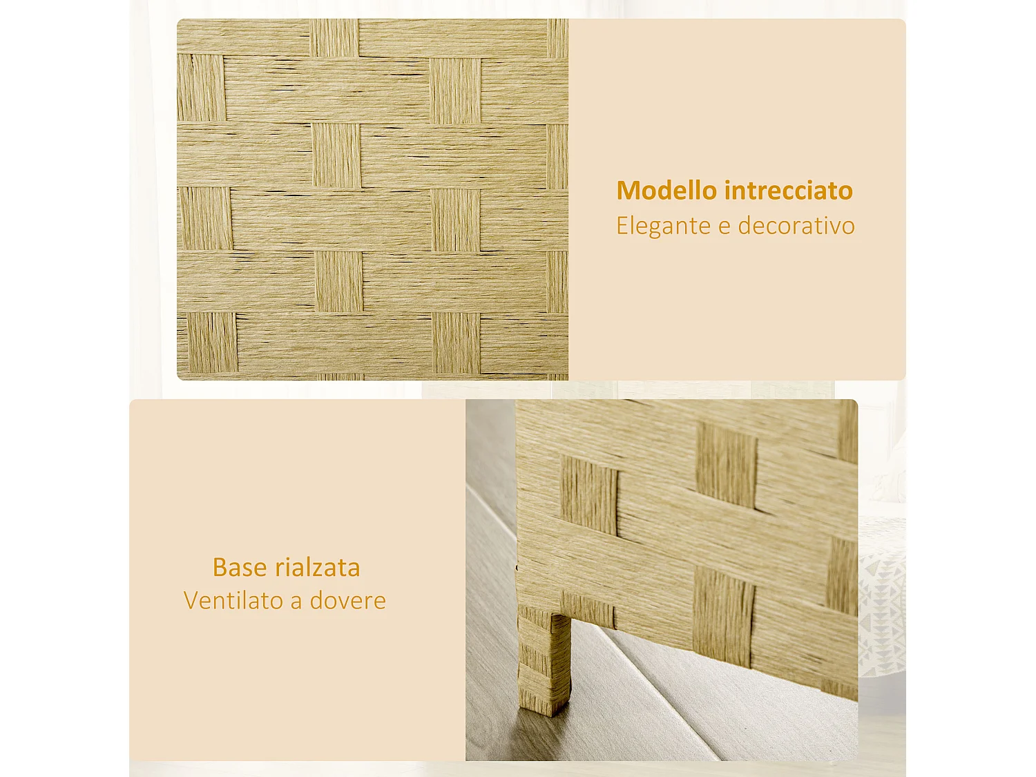 Paravento separé da interno 4 ante in legno pieghevole 170cm