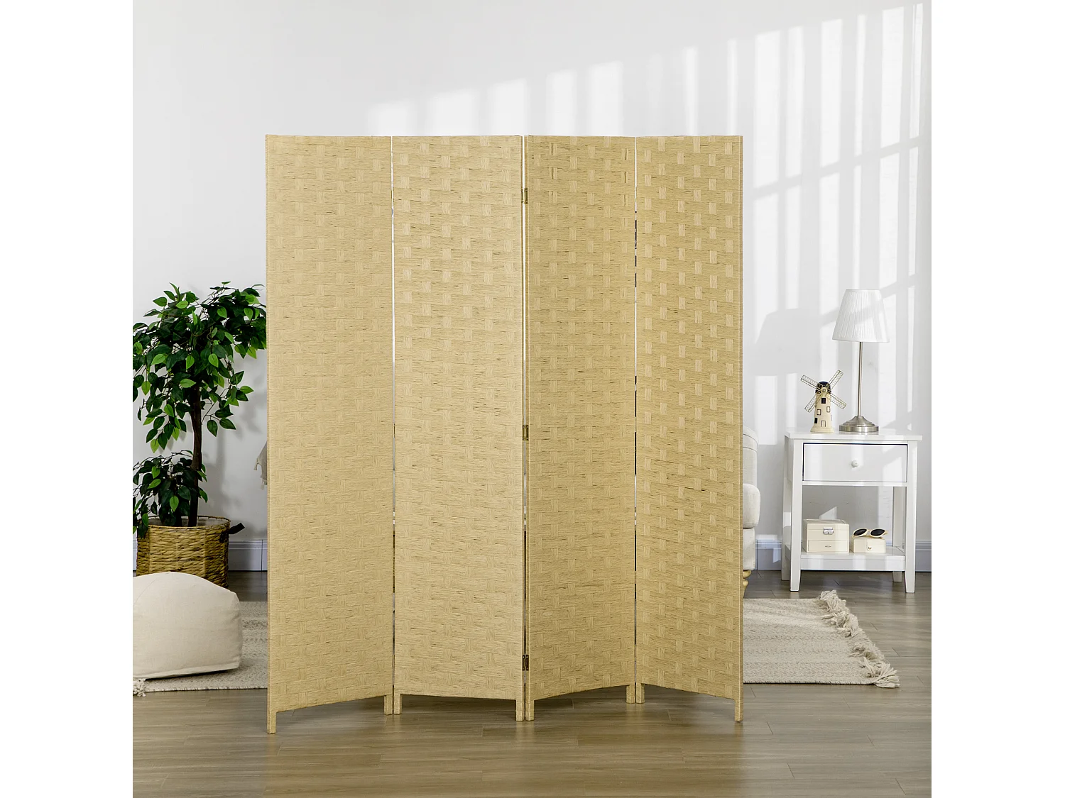 Paravento separé da interno 4 ante in legno pieghevole 170cm