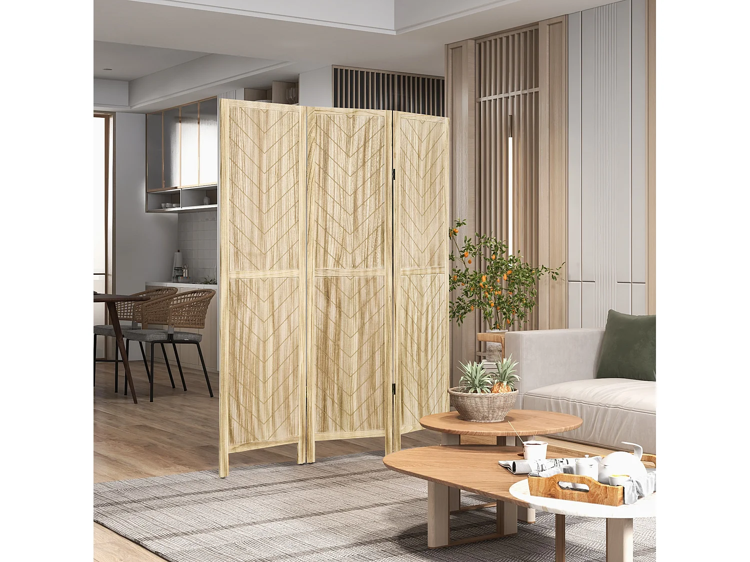 Paravento da interno pieghevole a 3 ante in legno 120x1.6x170 cm