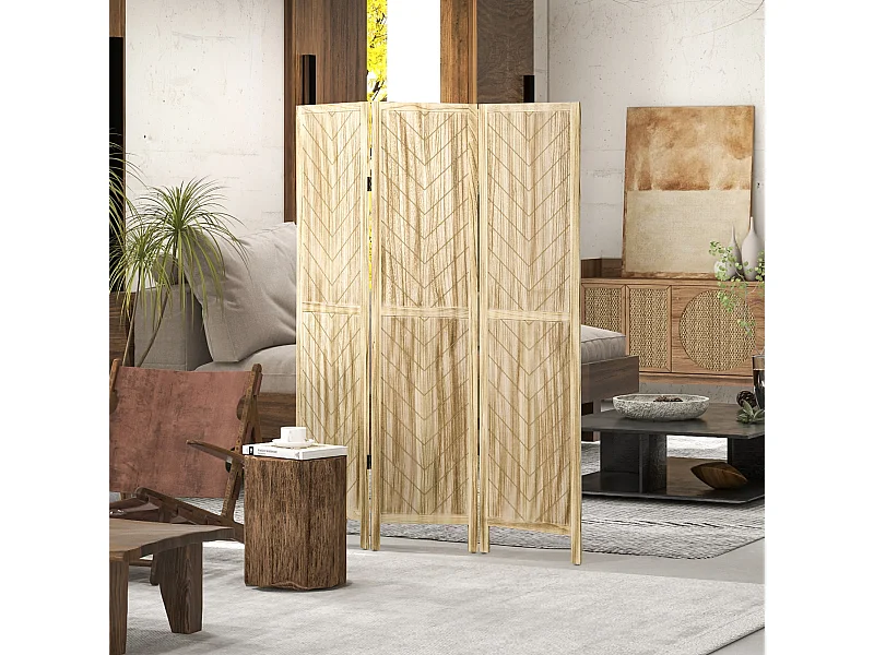 Paravento da interno pieghevole a 3 ante in legno 120x1.6x170 cm