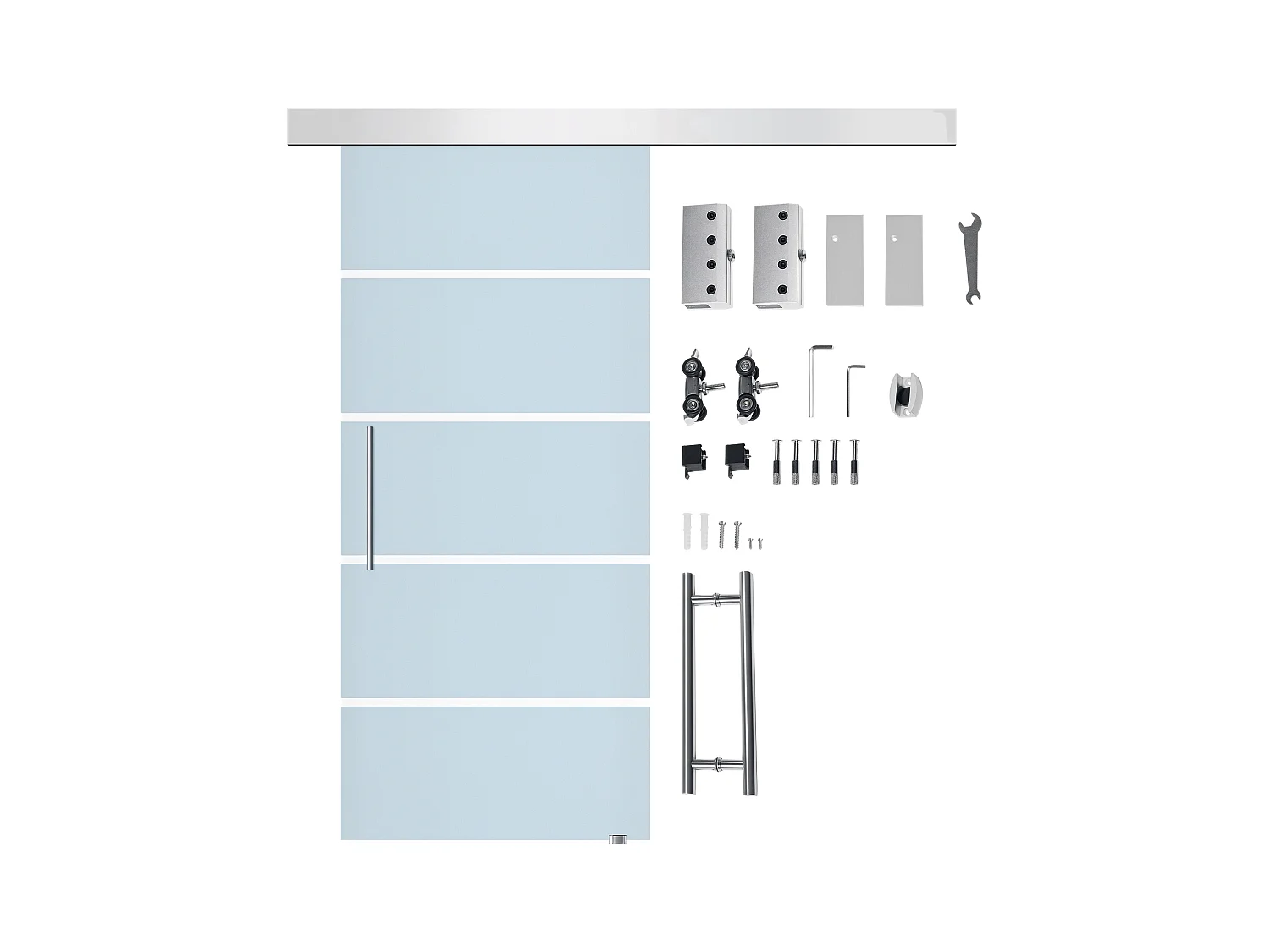 Porta scorrevole in vetro satinato 8 mm con maniglia 205x102.5 cm