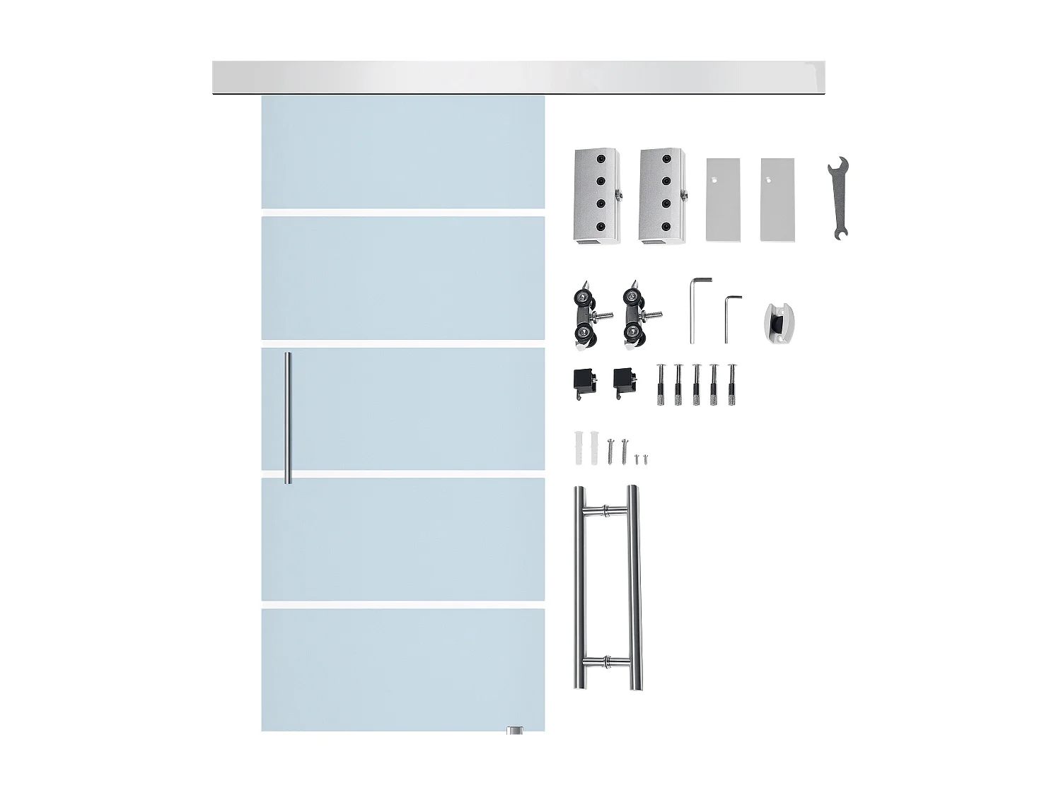 Porta scorrevole in vetro satinato 8 mm con maniglia 205x102.5 cm