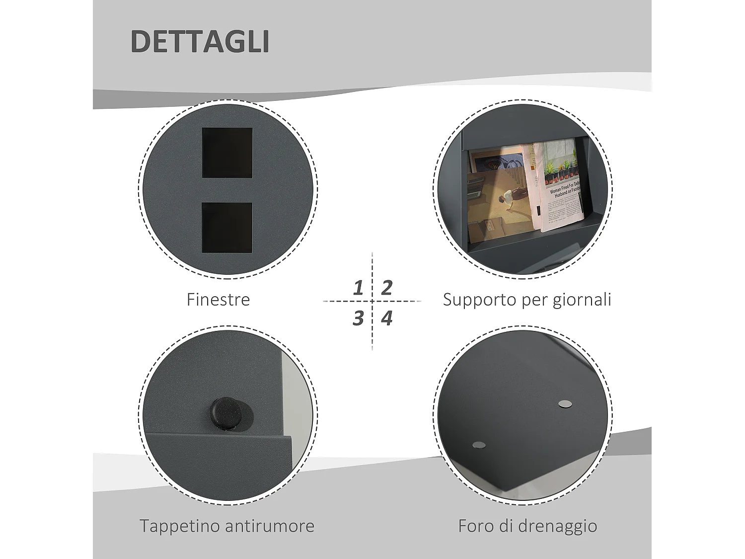 Cassetta postale in acciaio zincato con 3 fessure e 2 chiavi