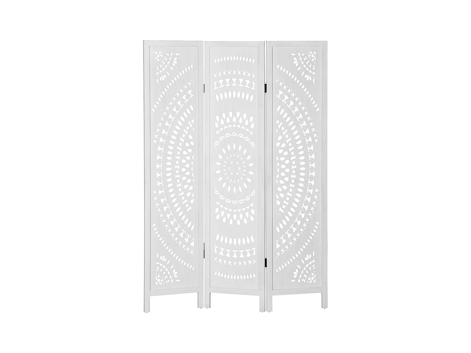 Paravento da interni pieghevole a 3 pannelli in legno bianco
