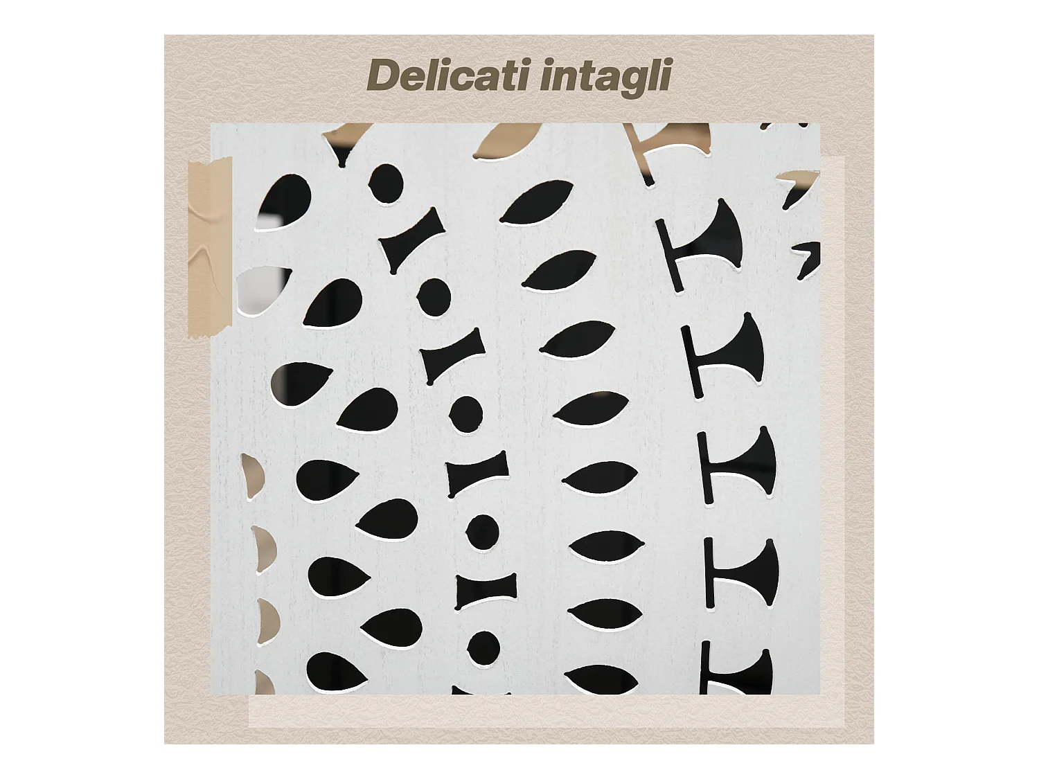 Paravento da interni pieghevole a 3 pannelli in legno bianco