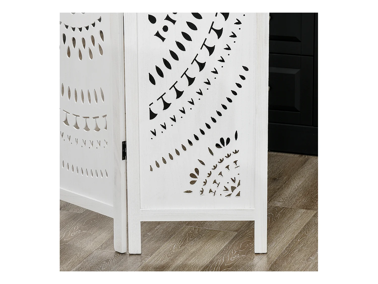 Paravento da interni pieghevole a 3 pannelli in legno bianco