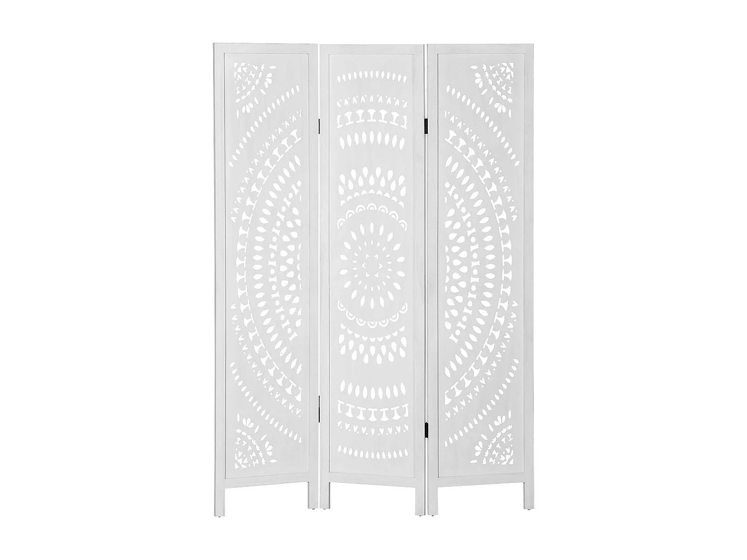 Paravento da interni pieghevole a 3 pannelli in legno bianco