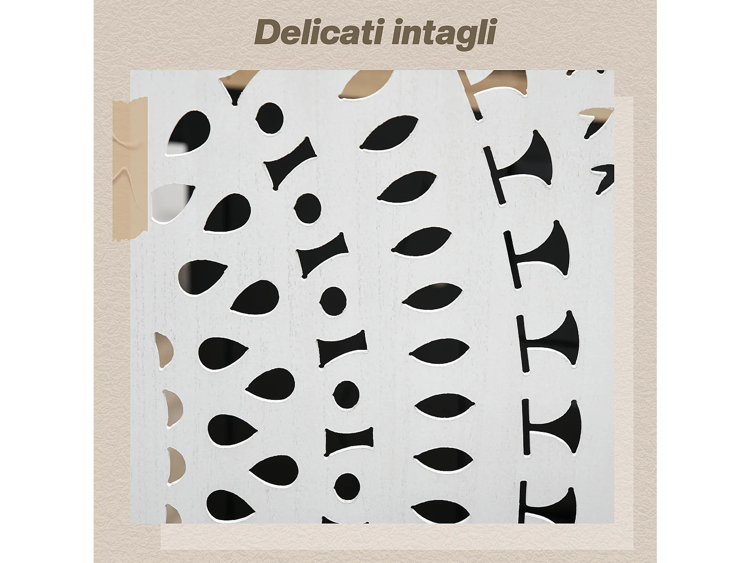 Paravento da interni pieghevole a 3 pannelli in legno bianco