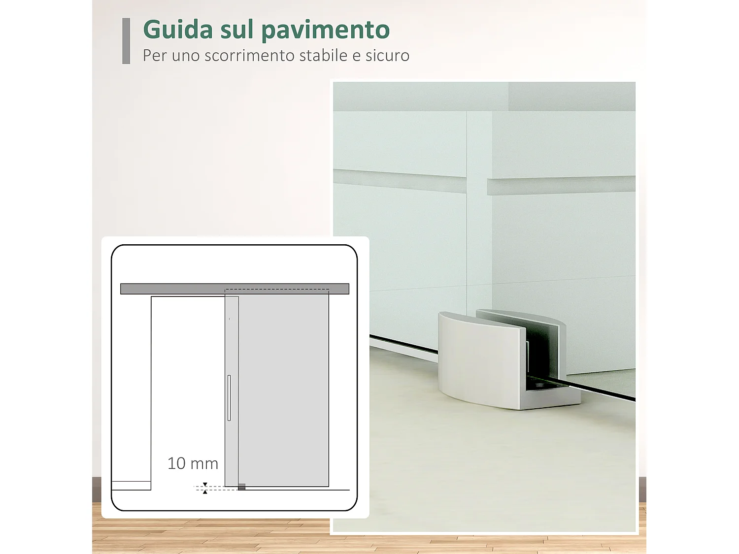 Porta scorrevole vetro satinato 8 mm con maniglia 205x77.5 cm