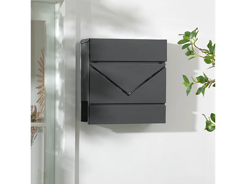 Cassetta postale con portagiornali e chiavi di sicurezza grigio