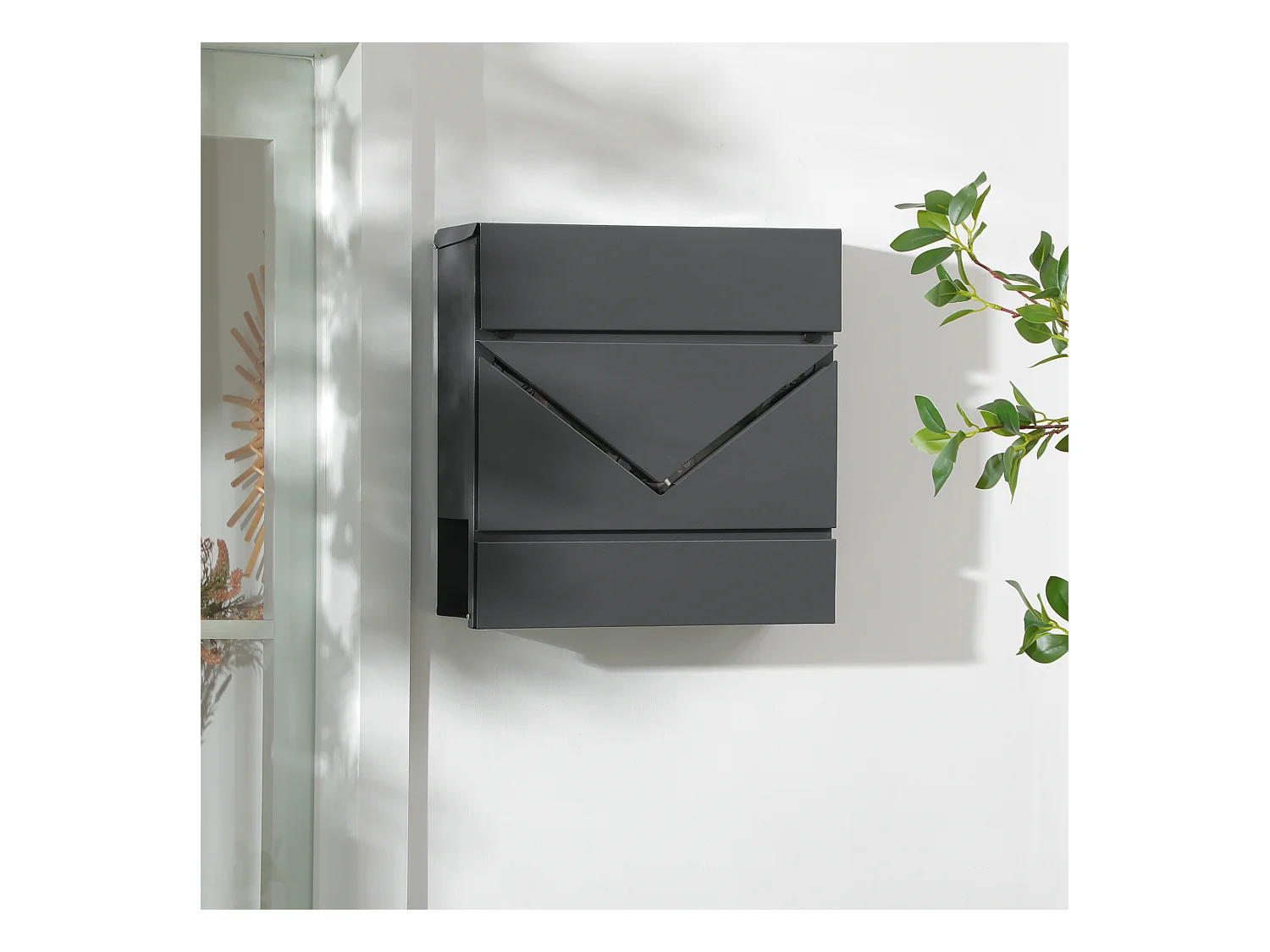 Cassetta postale con portagiornali e chiavi di sicurezza grigio