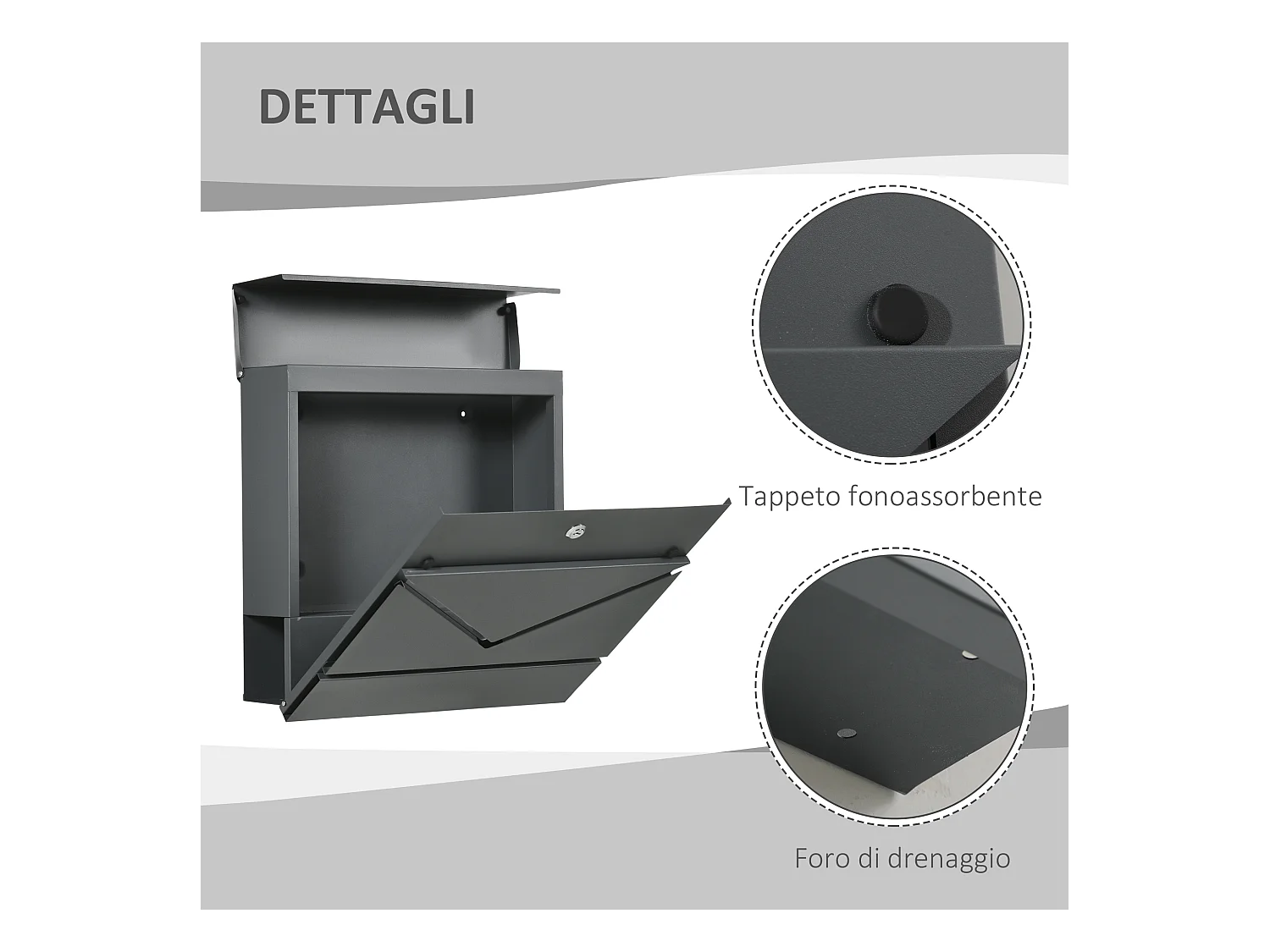 Cassetta postale con portagiornali e chiavi di sicurezza grigio