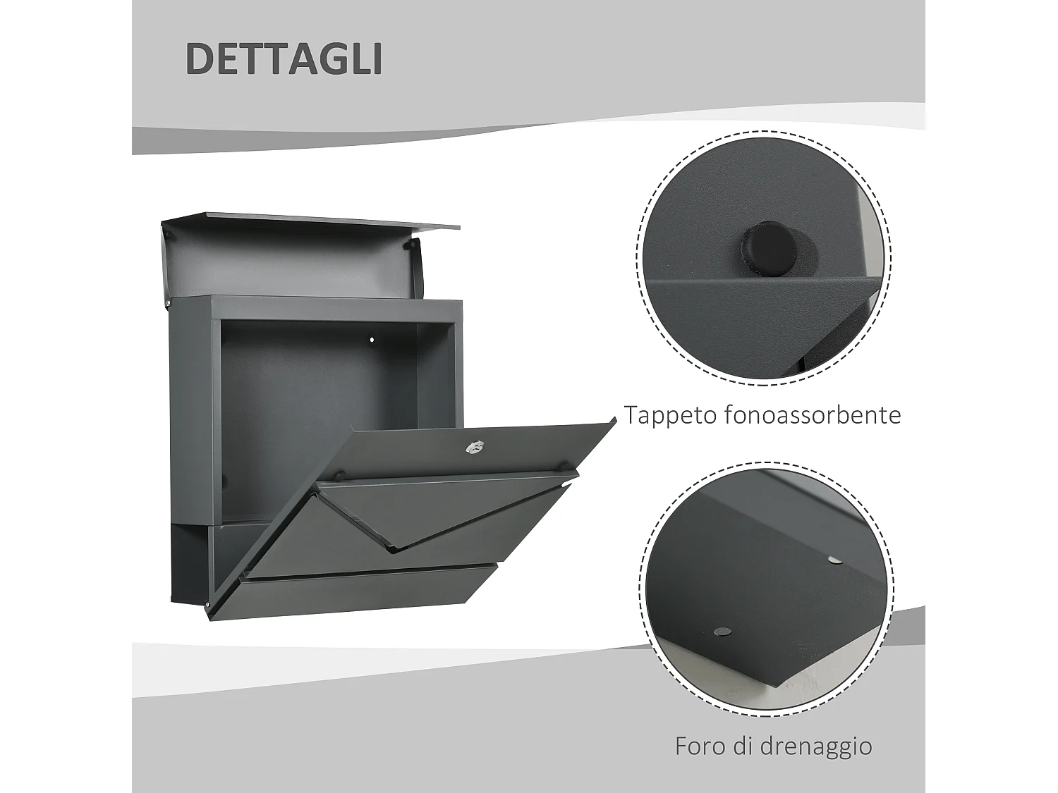 Cassetta postale con portagiornali e chiavi di sicurezza grigio