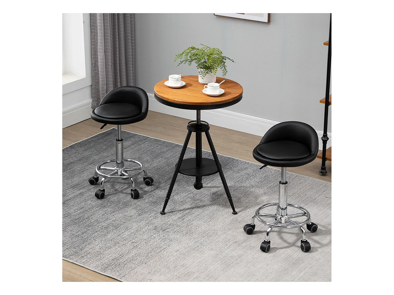 Set 2 sgabelli con rotelle altezza regolabile seduta girevole