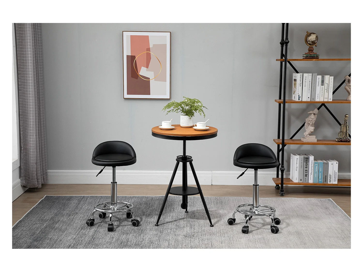 Set 2 sgabelli con rotelle altezza regolabile seduta girevole