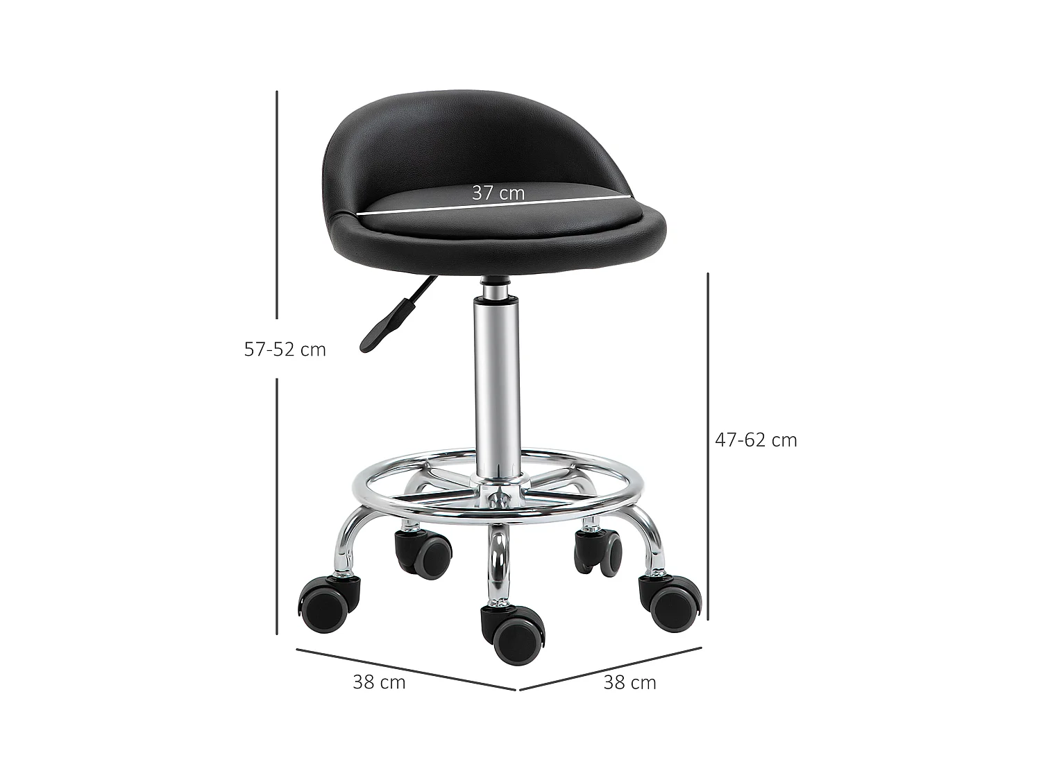 Set 2 sgabelli con rotelle altezza regolabile seduta girevole