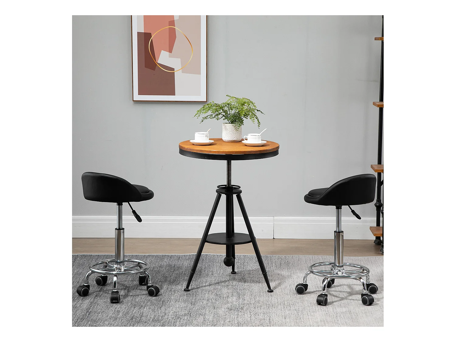 Set 2 sgabelli con rotelle altezza regolabile seduta girevole