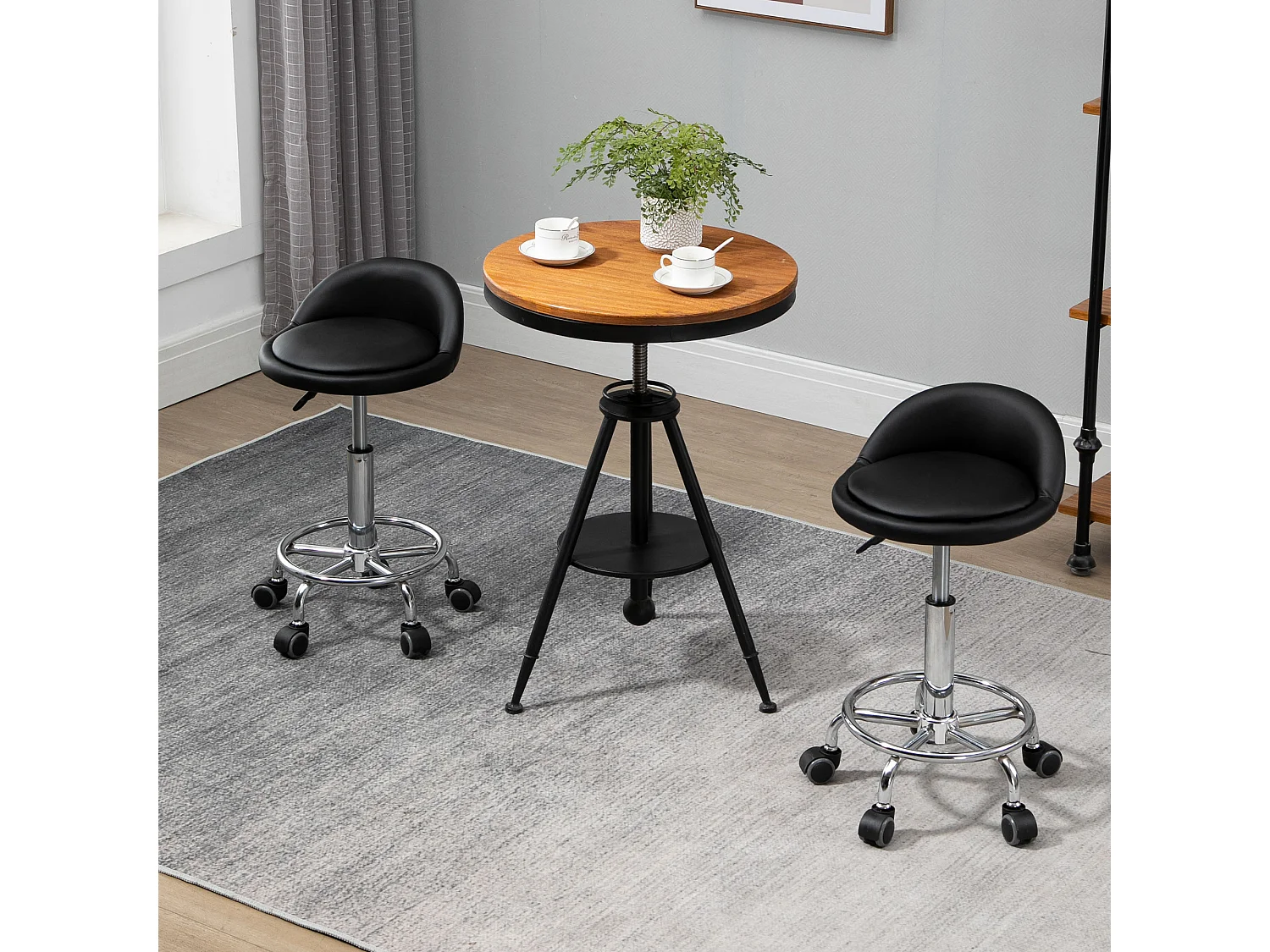 Set 2 sgabelli con rotelle altezza regolabile seduta girevole