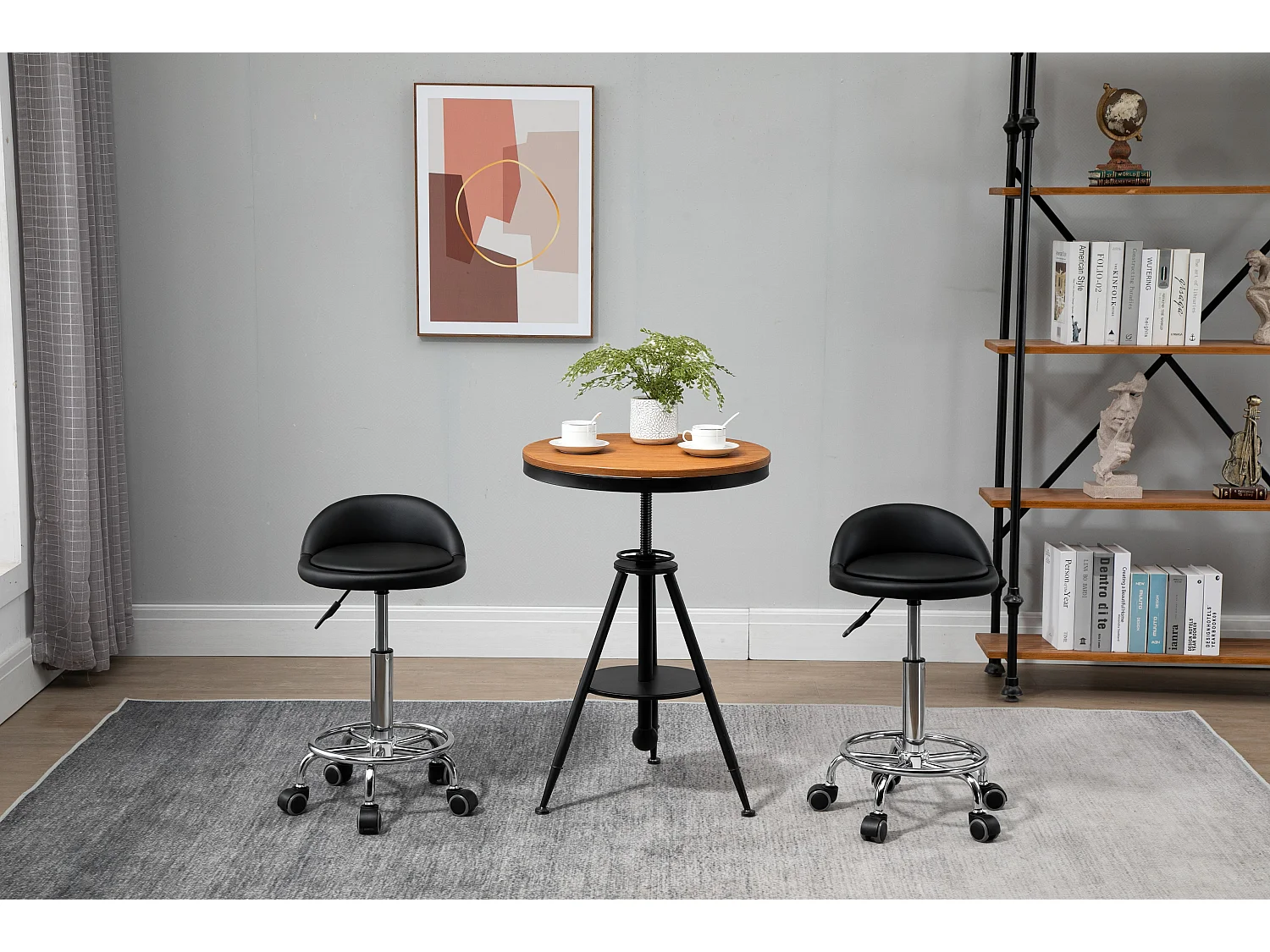 Set 2 sgabelli con rotelle altezza regolabile seduta girevole