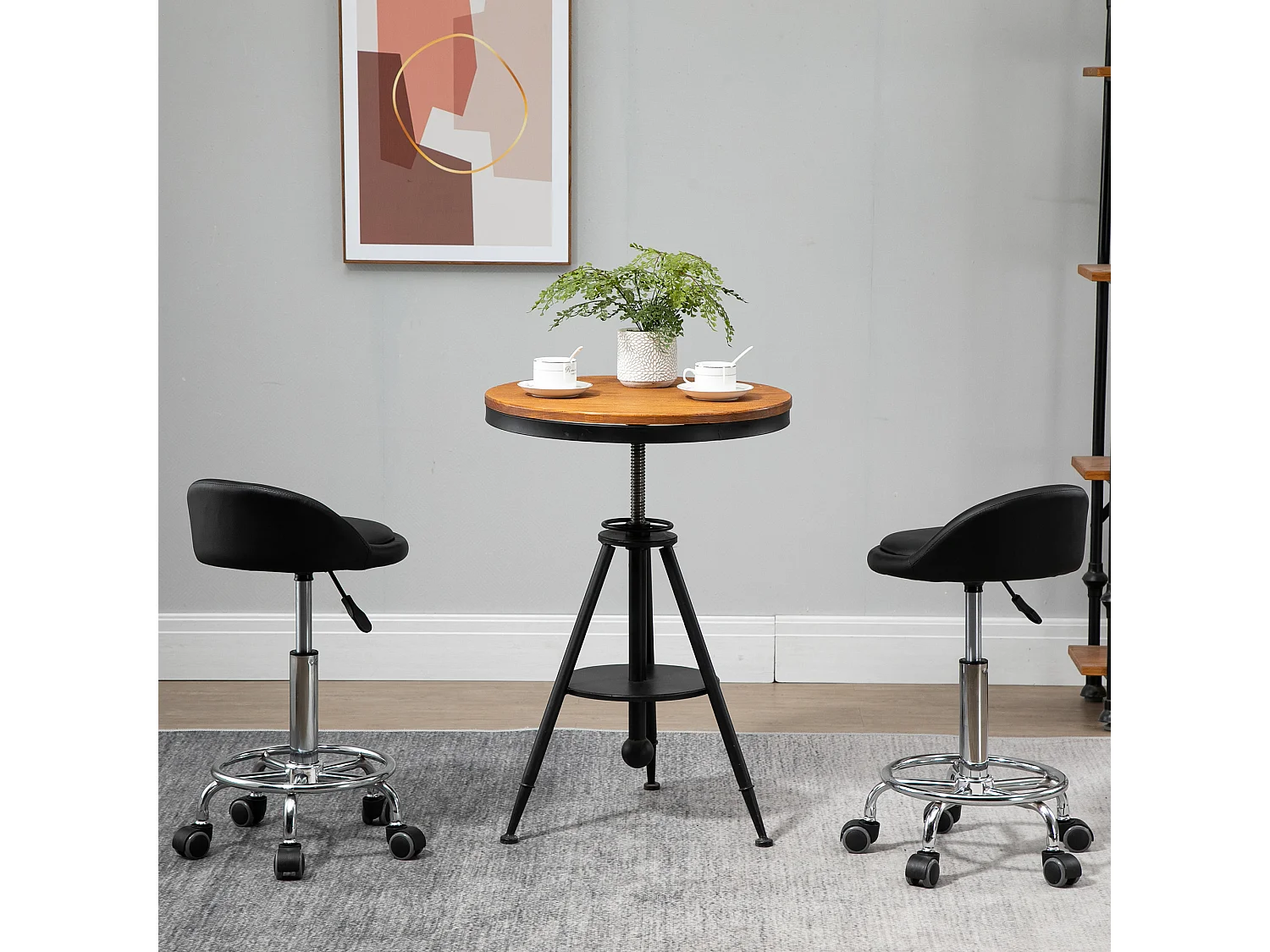 Set 2 sgabelli con rotelle altezza regolabile seduta girevole
