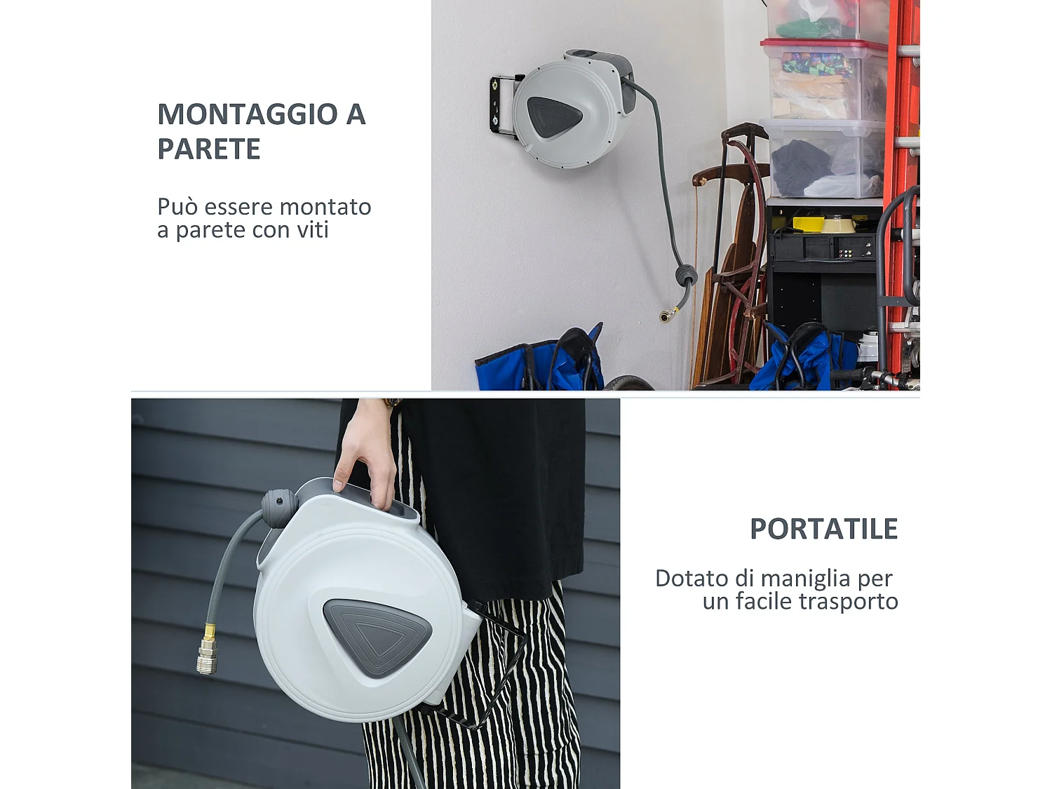 Avvolgitubo automatico da parete professionale, attacco Φ1/4''tubo 10m