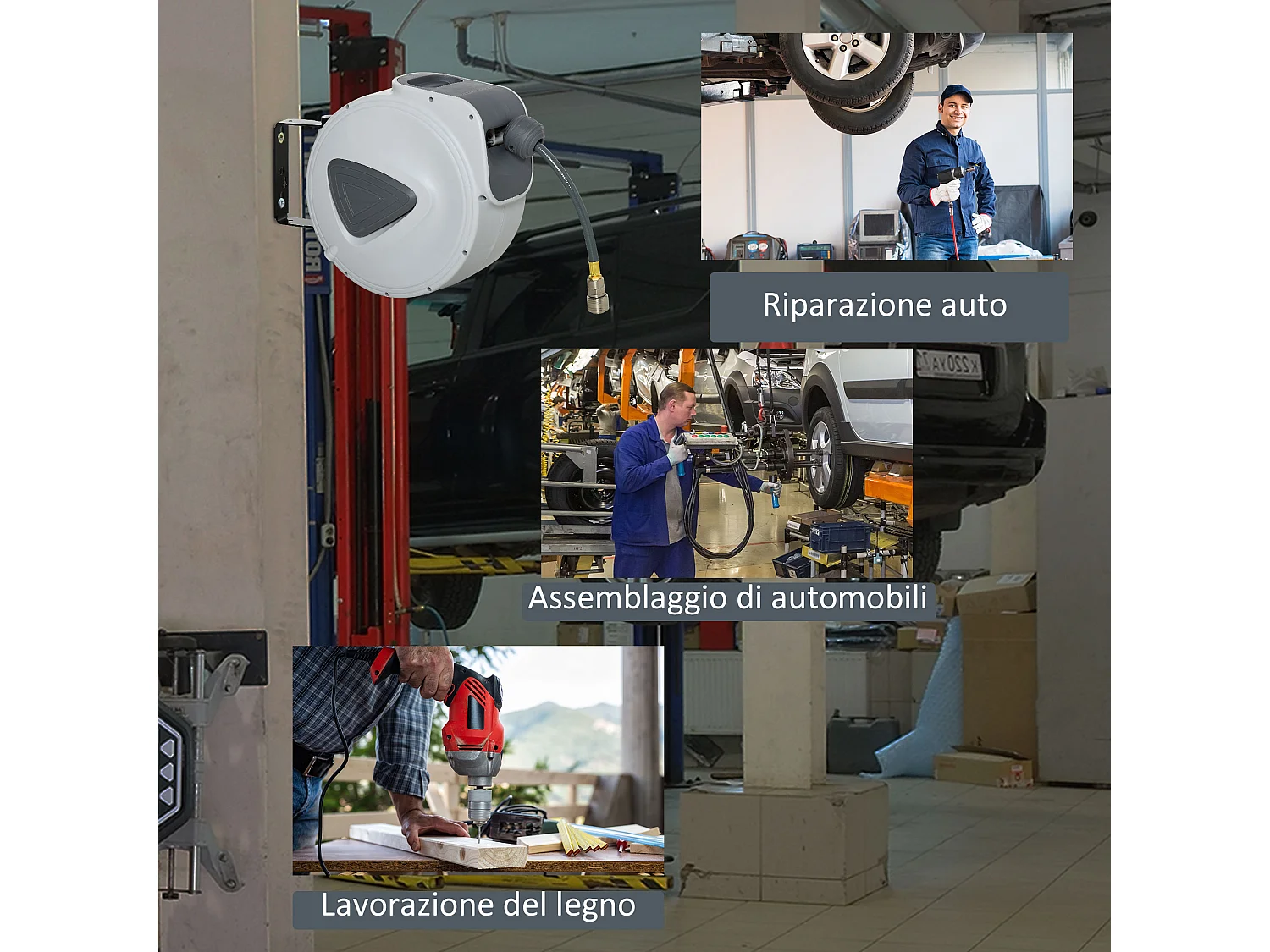 Avvolgitubo automatico da parete professionale, attacco Φ1/4''tubo 10m