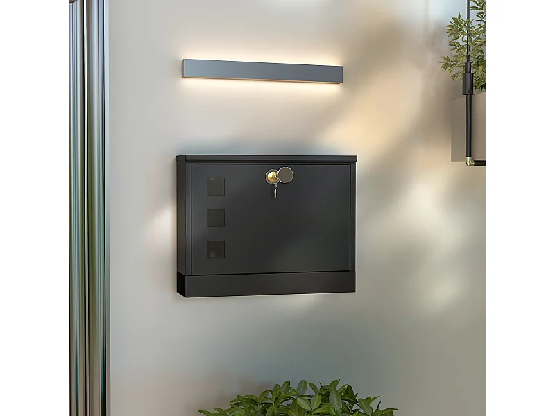 Cassetta postale con 2 chiavi di sicurezza in metallo nera
