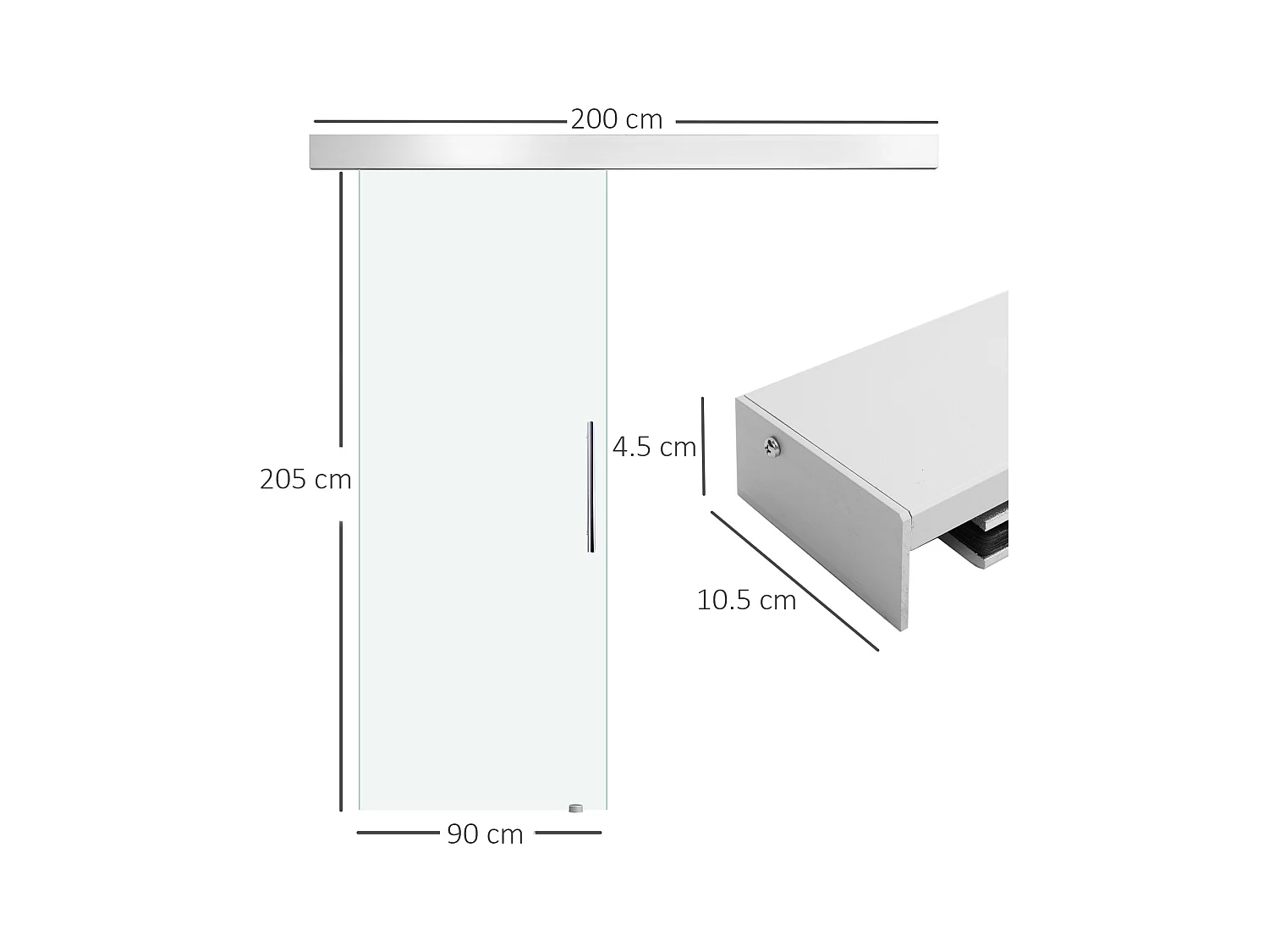Porta scorrevole con maniglia per casa e ufficio in vetro satinato