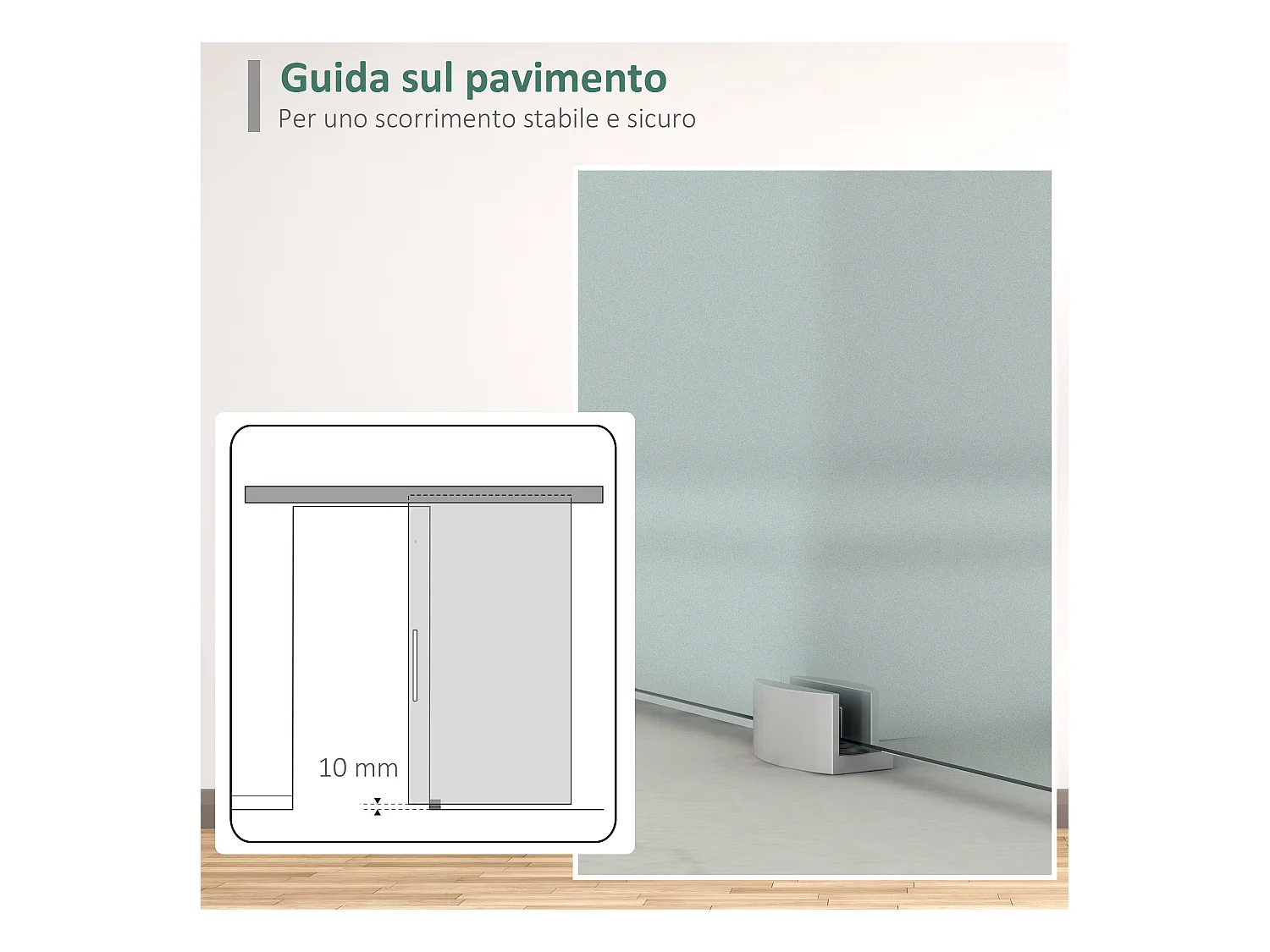 Porta scorrevole con maniglia per casa e ufficio in vetro satinato